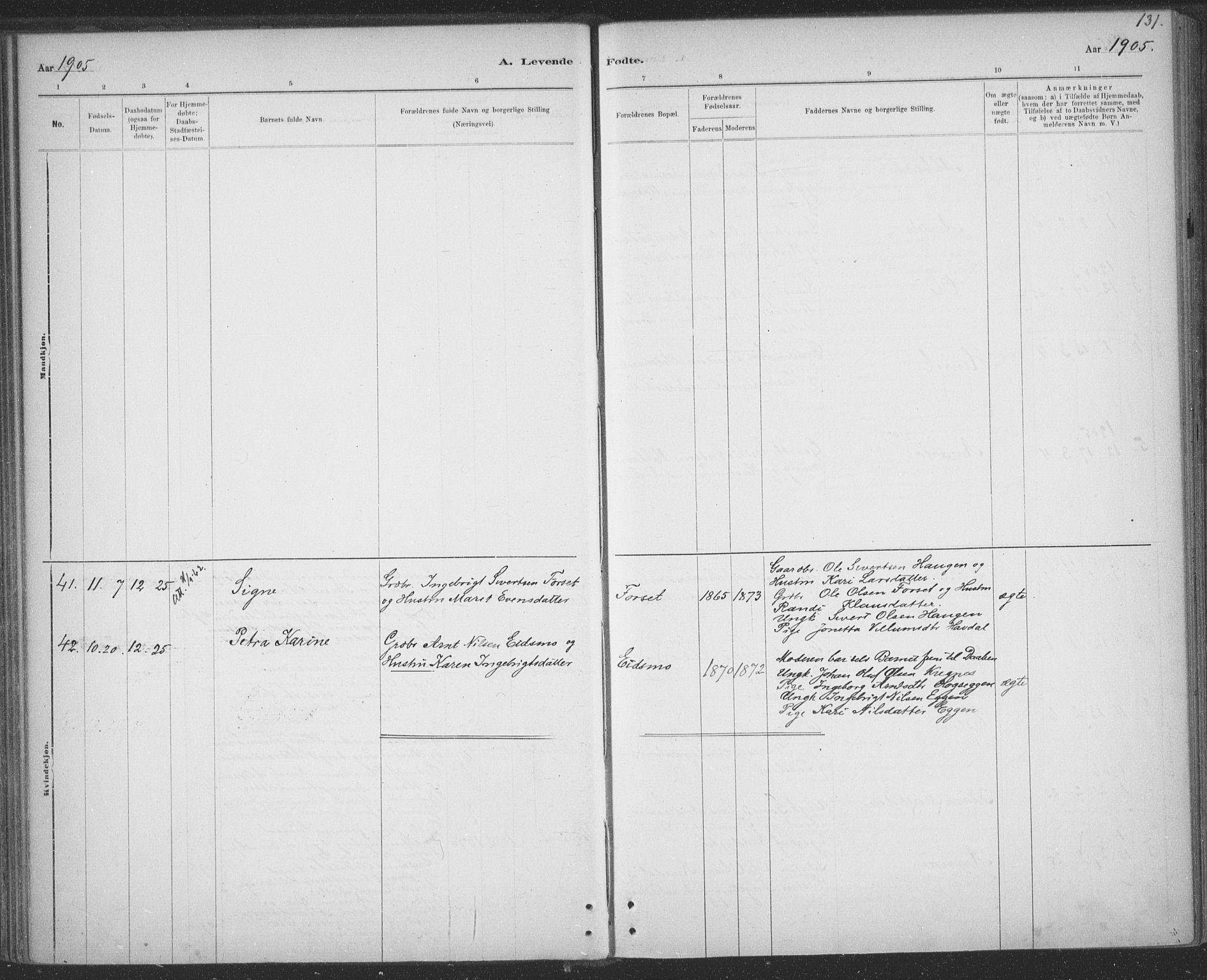 Ministerialprotokoller, klokkerbøker og fødselsregistre - Sør-Trøndelag, SAT/A-1456/691/L1085: Ministerialbok nr. 691A17, 1887-1908, s. 131