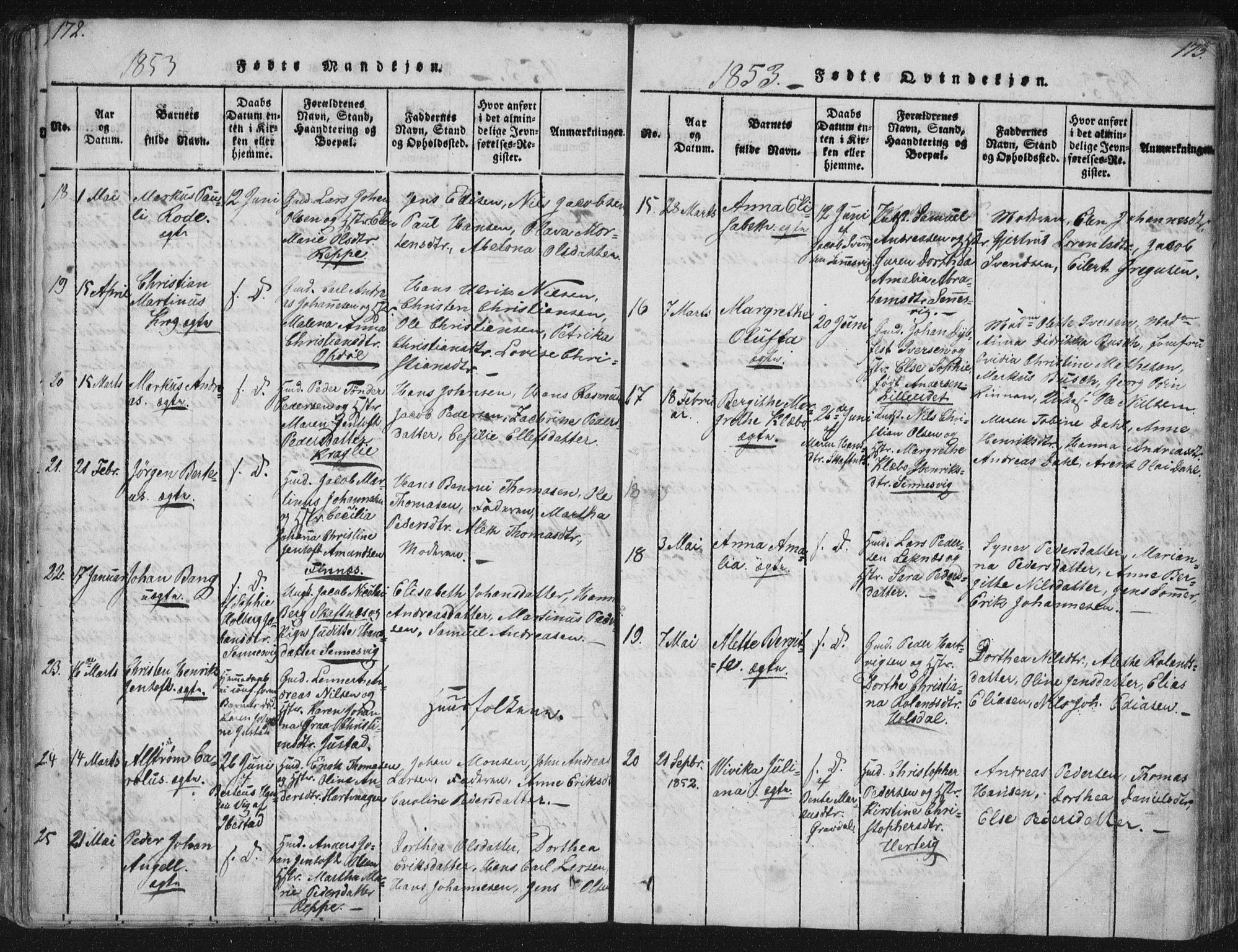 Ministerialprotokoller, klokkerbøker og fødselsregistre - Nordland, AV/SAT-A-1459/881/L1164: Klokkerbok nr. 881C01, 1818-1853, s. 172-173