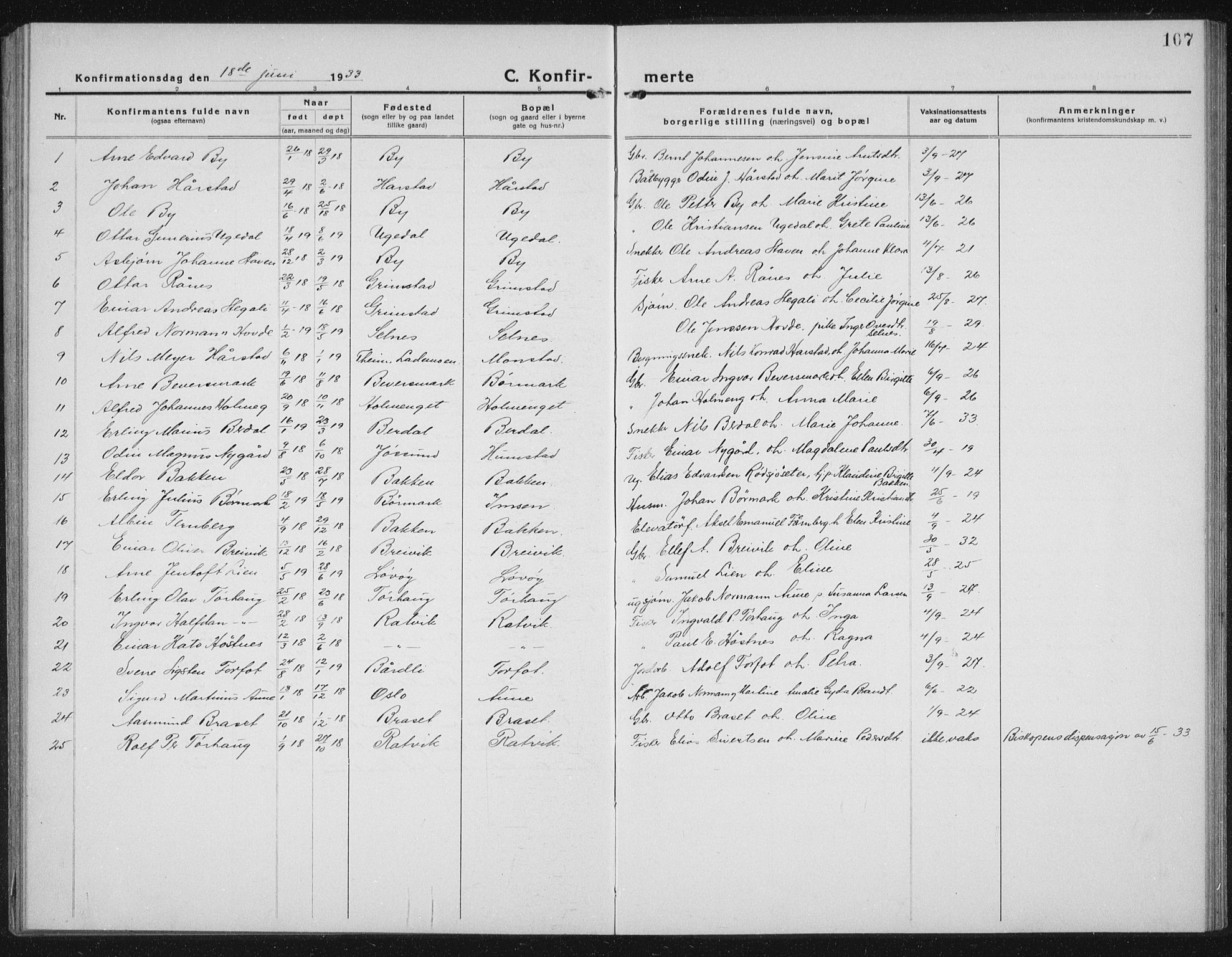 Ministerialprotokoller, klokkerbøker og fødselsregistre - Sør-Trøndelag, SAT/A-1456/655/L0689: Klokkerbok nr. 655C05, 1922-1936, s. 107