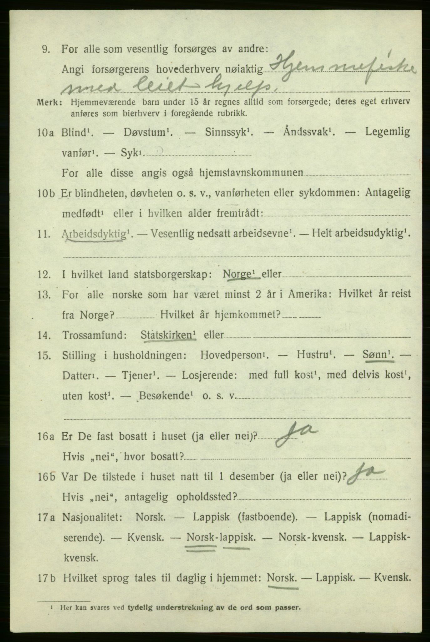 SATØ, Folketelling 1920 for 2022 Lebesby herred, 1920, s. 3170
