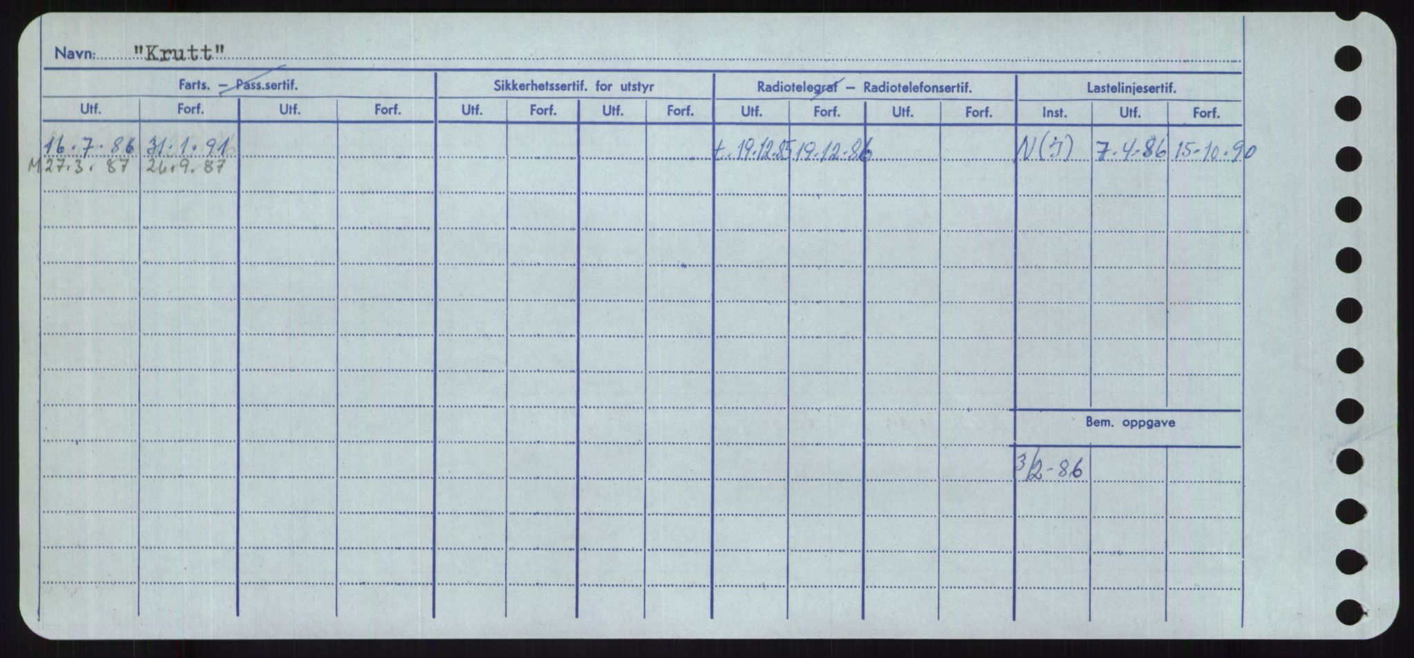 Sjøfartsdirektoratet med forløpere, Skipsmålingen, RA/S-1627/H/Ha/L0003/0002: Fartøy, Hilm-Mar / Fartøy, Kom-Mar, s. 88