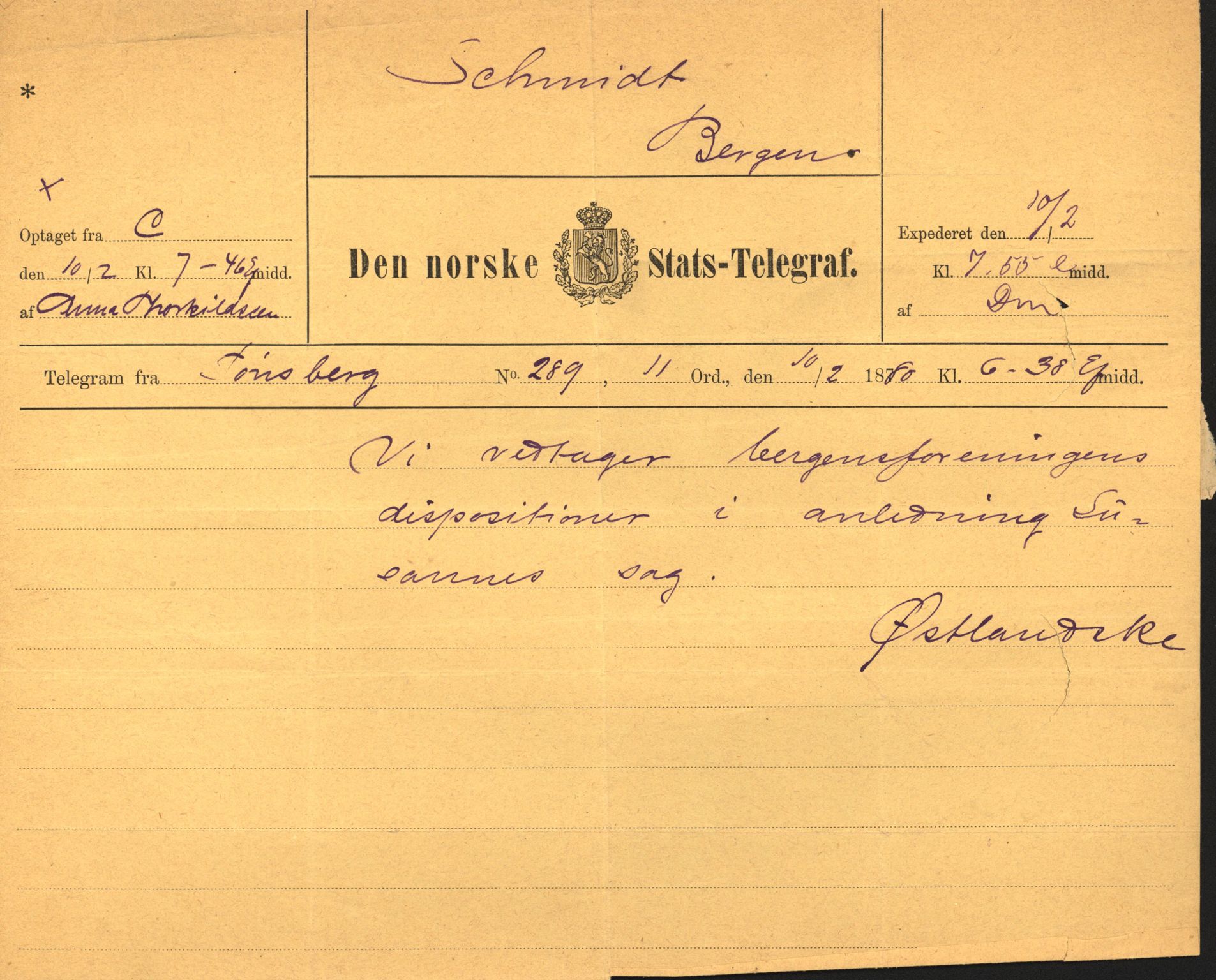 Pa 63 - Østlandske skibsassuranceforening, VEMU/A-1079/G/Ga/L0011/0011: Havaridokumenter / Susanne, 1879