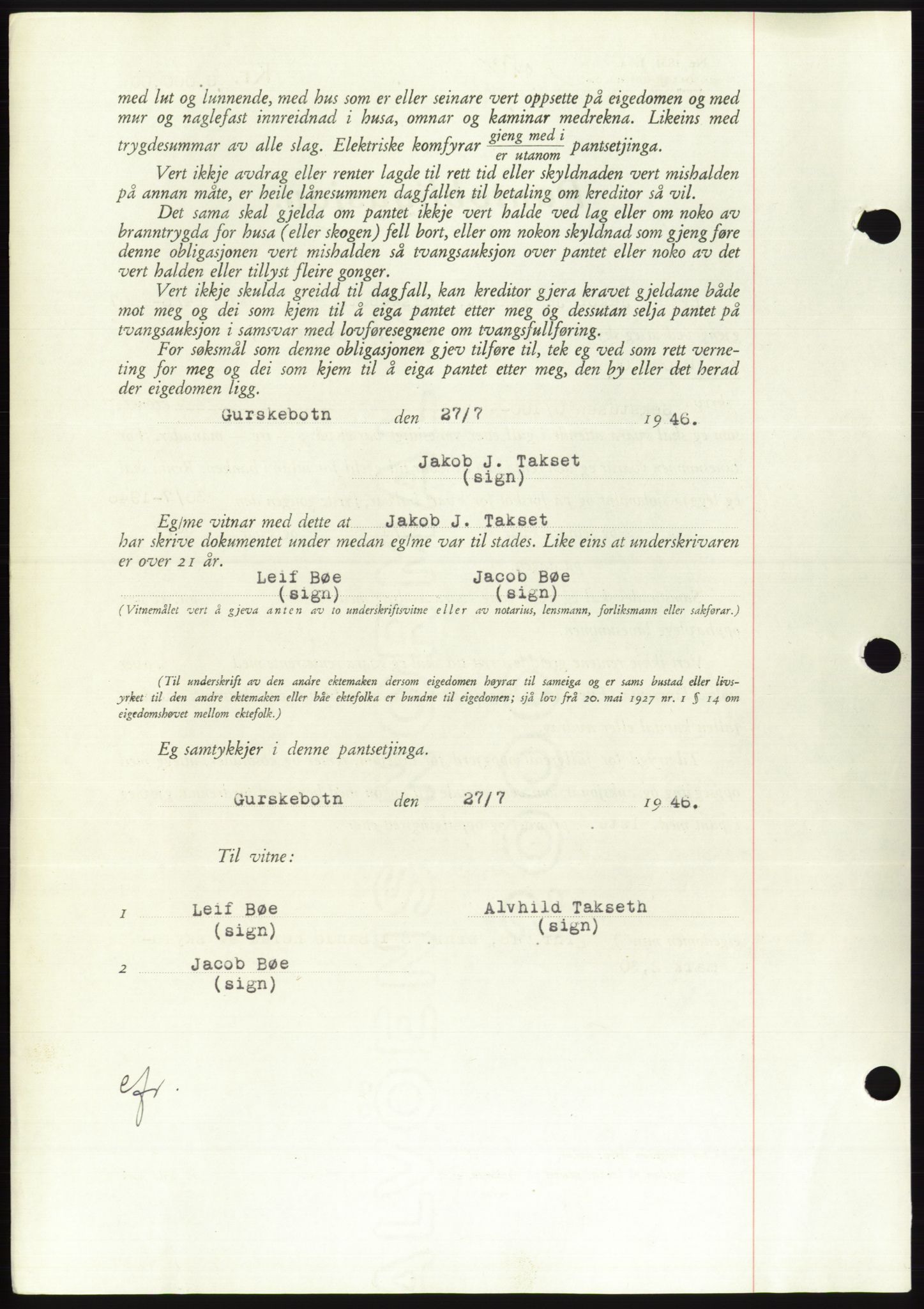 Søre Sunnmøre sorenskriveri, AV/SAT-A-4122/1/2/2C/L0114: Pantebok nr. 1-2B, 1943-1947, Dagboknr: 847/1946