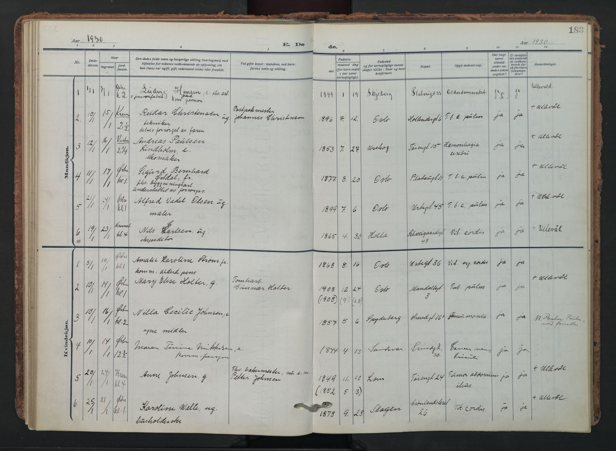 Grønland prestekontor Kirkebøker, AV/SAO-A-10848/F/Fa/L0019: Ministerialbok nr. 19, 1918-1938, s. 183