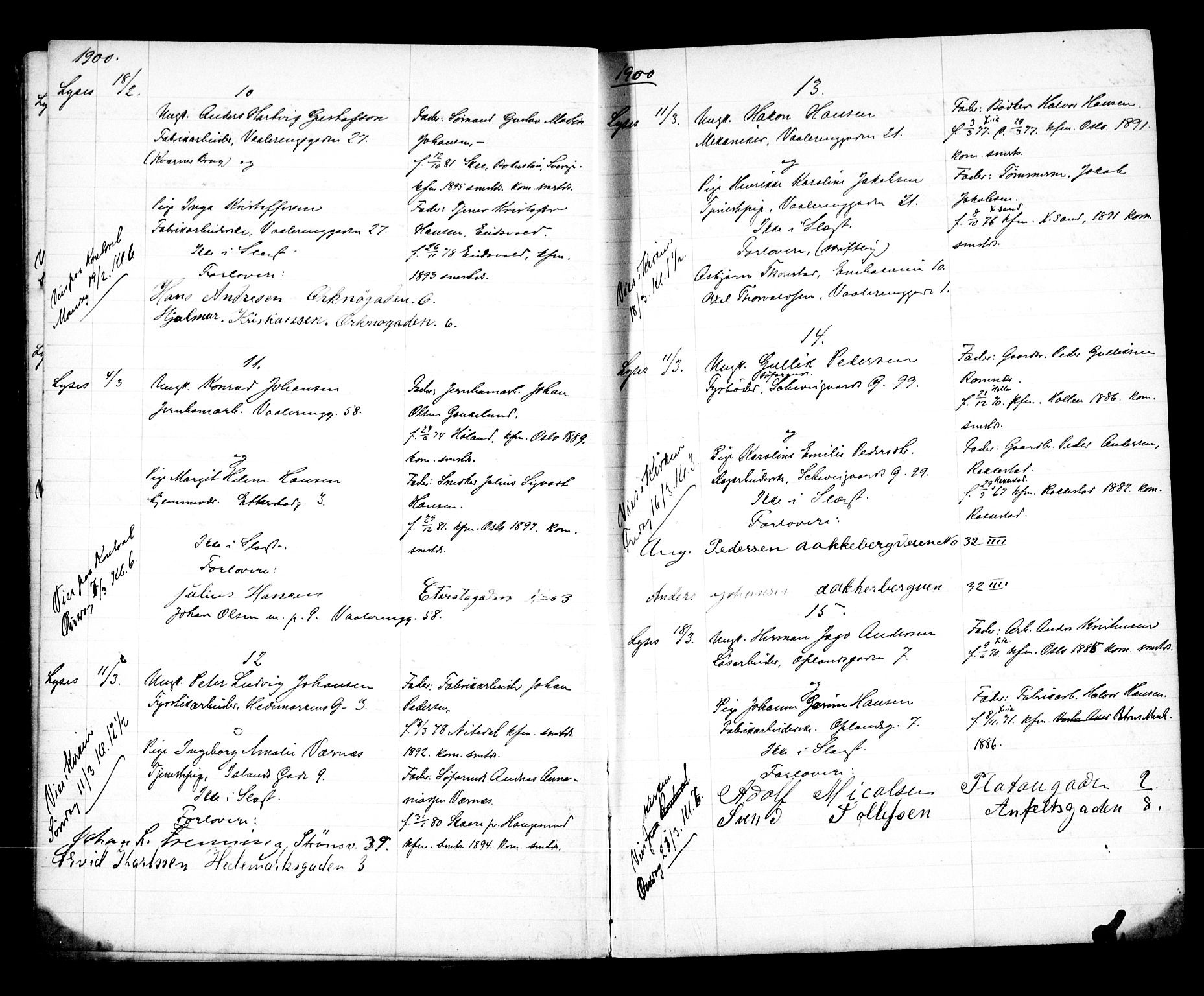 Vålerengen prestekontor Kirkebøker, SAO/A-10878/H/Ha/L0001: Lysningsprotokoll nr. 1, 1899-1910