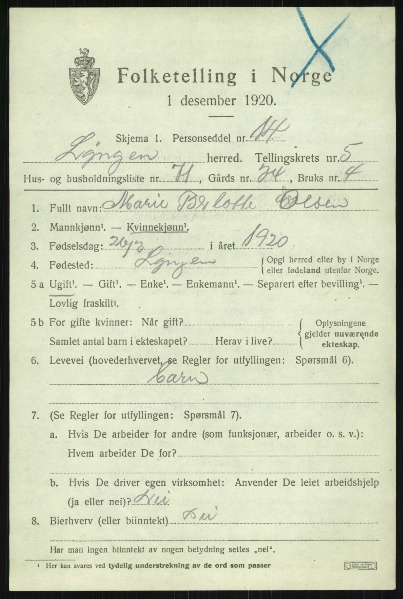 SATØ, Folketelling 1920 for 1938 Lyngen herred, 1920, s. 6246