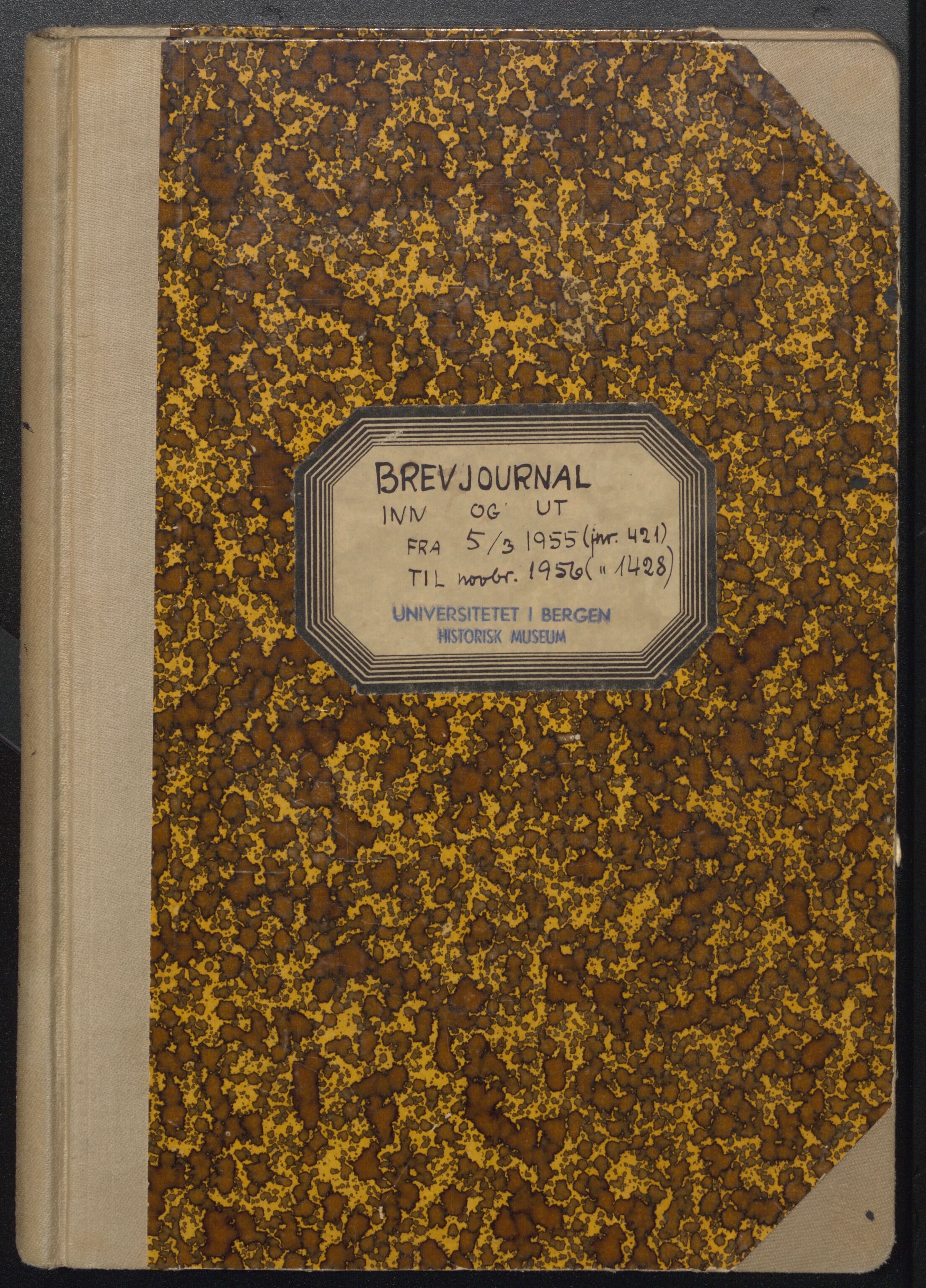 Historisk museum, UMB/A001/C/Ca/L0005: Brevjournal, 1955-1956