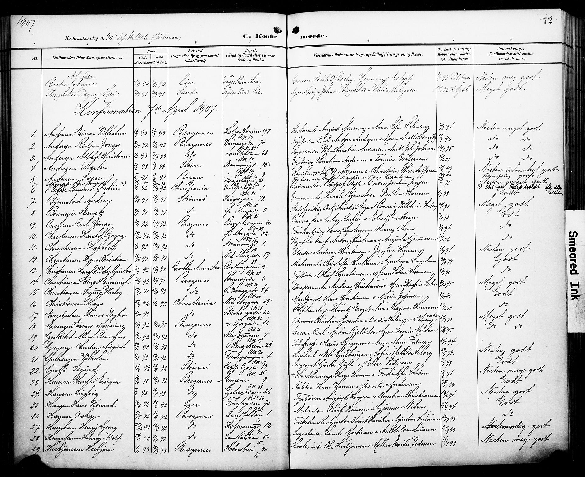 Bragernes kirkebøker, AV/SAKO-A-6/F/Fc/L0007: Ministerialbok nr. III 7, 1898-1909, s. 72