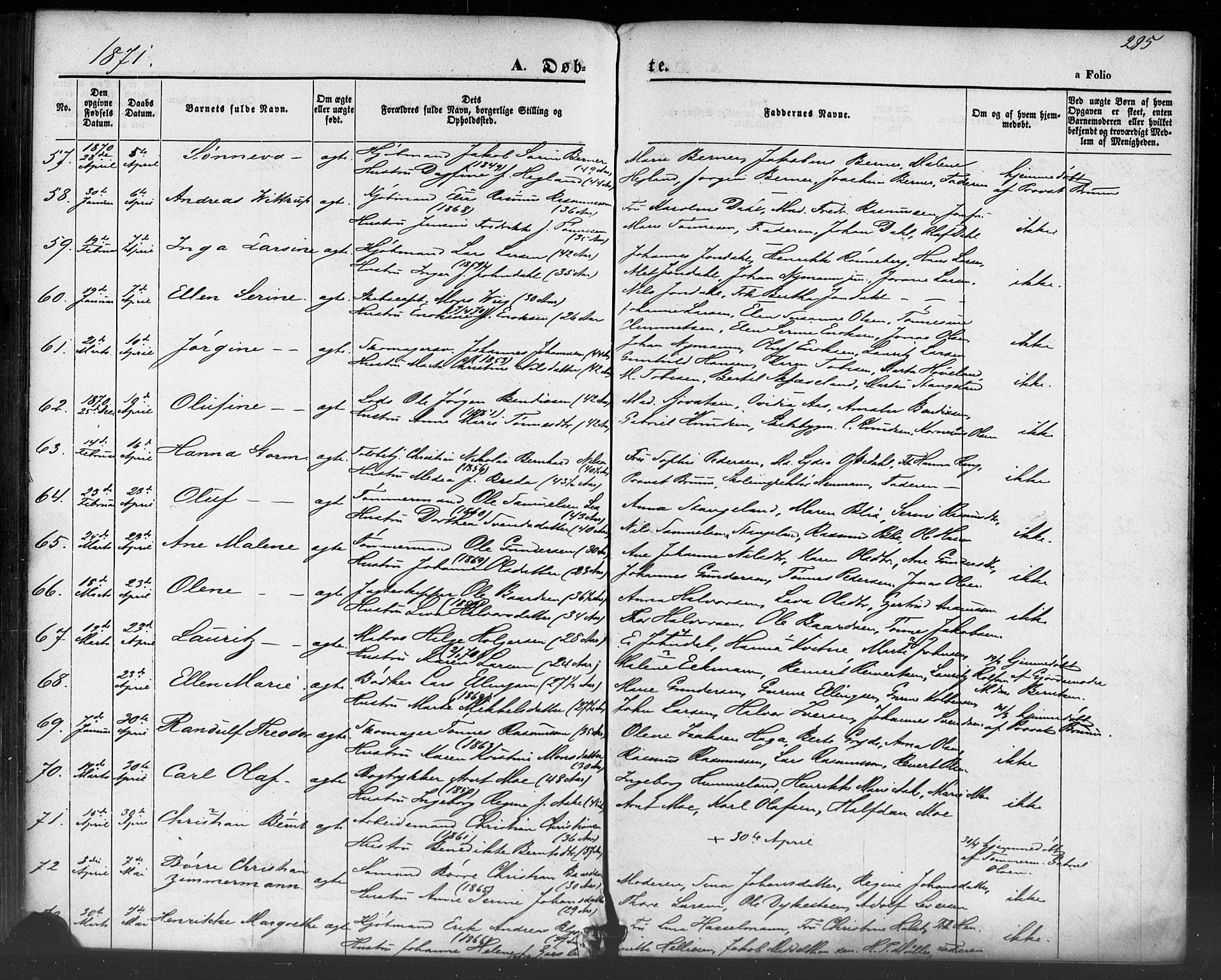 Domkirken sokneprestkontor, AV/SAST-A-101812/001/30/30BB/L0012: Klokkerbok nr. B 12, 1860-1871, s. 295