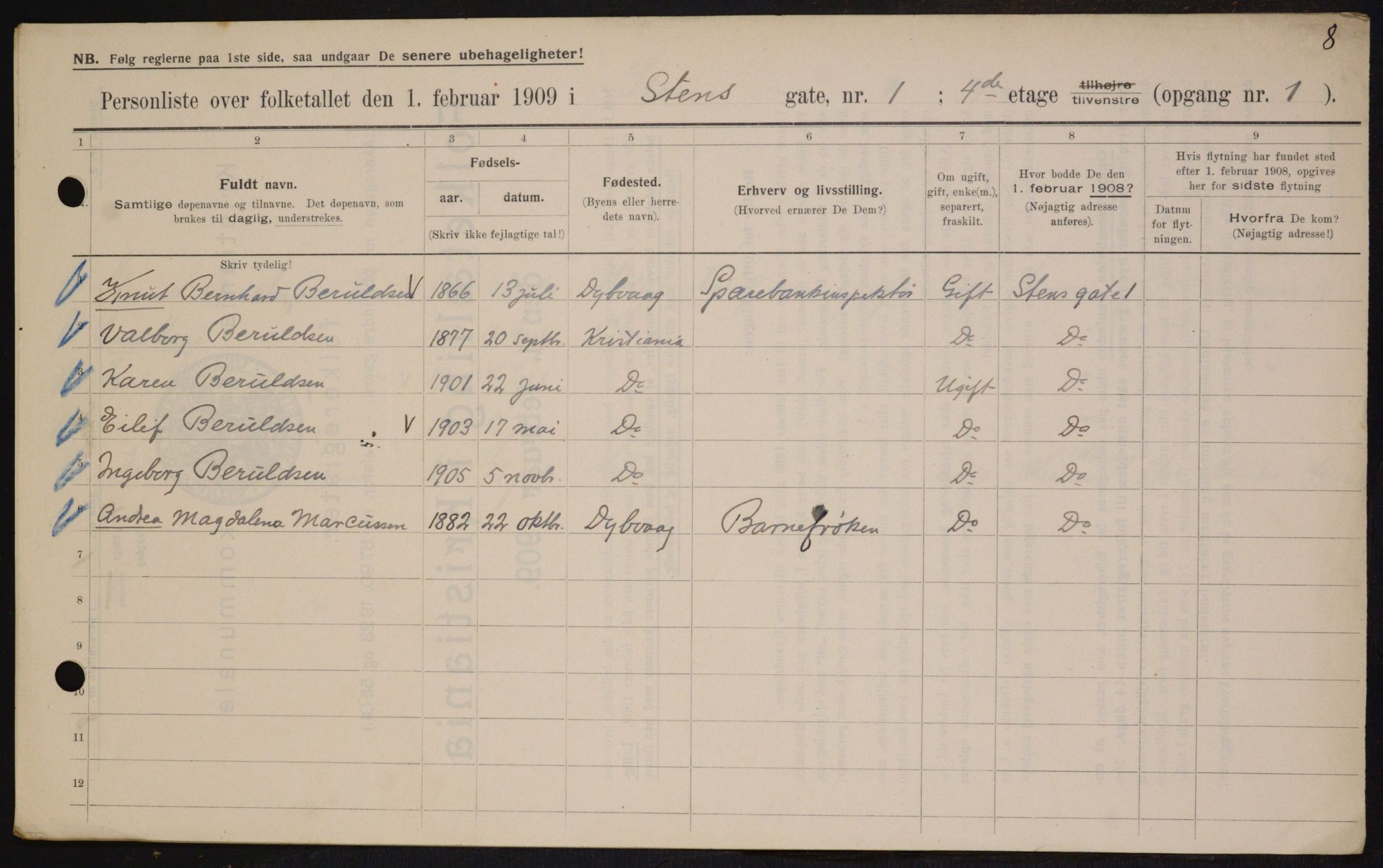 OBA, Kommunal folketelling 1.2.1909 for Kristiania kjøpstad, 1909, s. 92128