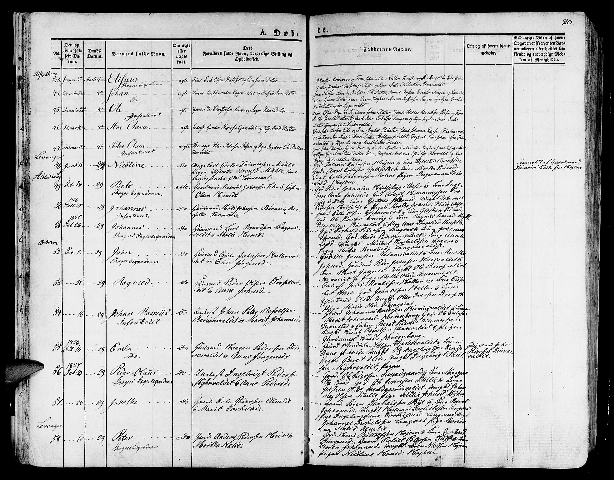 Ministerialprotokoller, klokkerbøker og fødselsregistre - Nord-Trøndelag, AV/SAT-A-1458/717/L0152: Ministerialbok nr. 717A05 /1, 1825-1836, s. 20