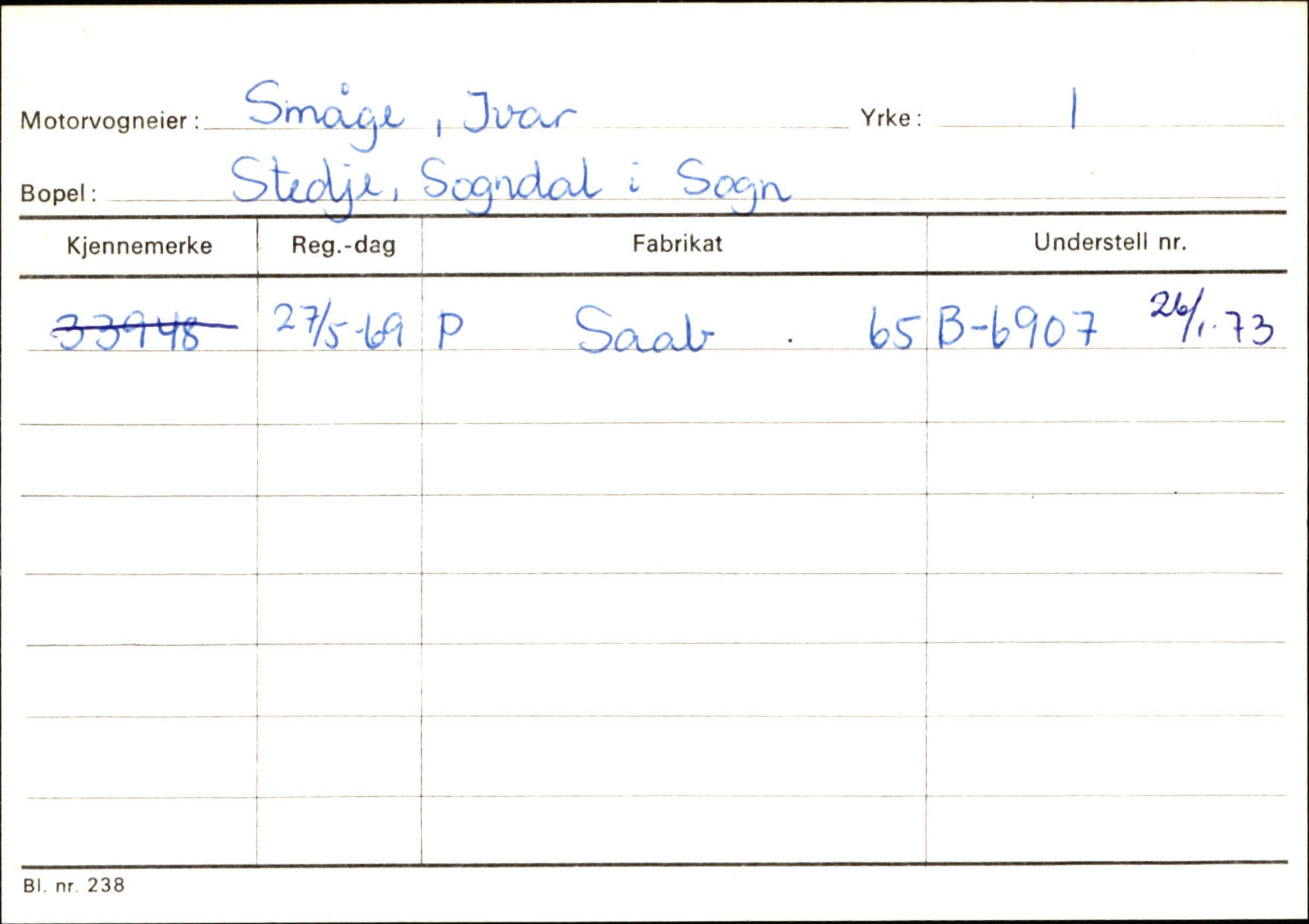 Statens vegvesen, Sogn og Fjordane vegkontor, SAB/A-5301/4/F/L0124: Eigarregister Sogndal A-U, 1945-1975, s. 2261