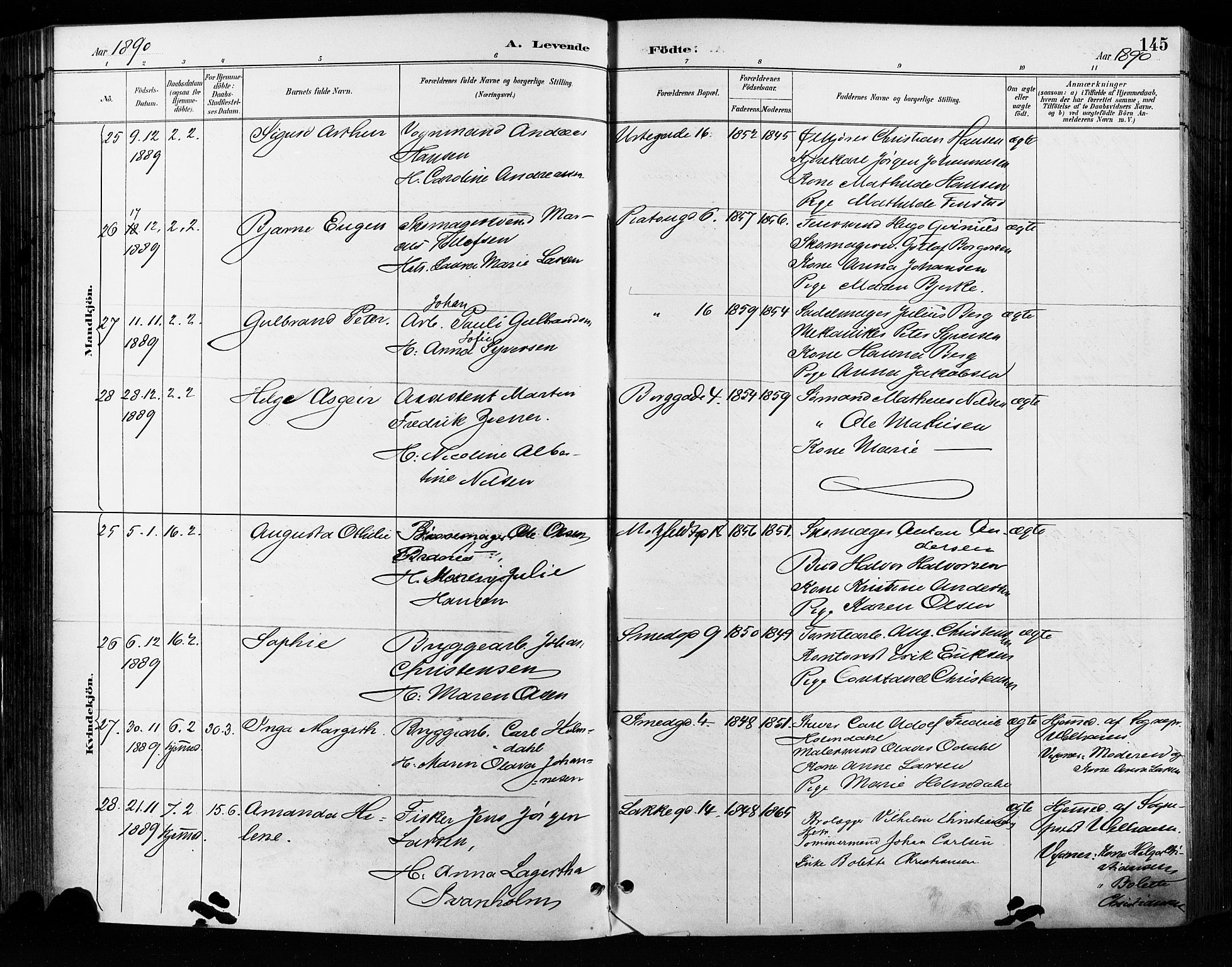 Grønland prestekontor Kirkebøker, SAO/A-10848/F/Fa/L0009: Ministerialbok nr. 9, 1888-1893, s. 145