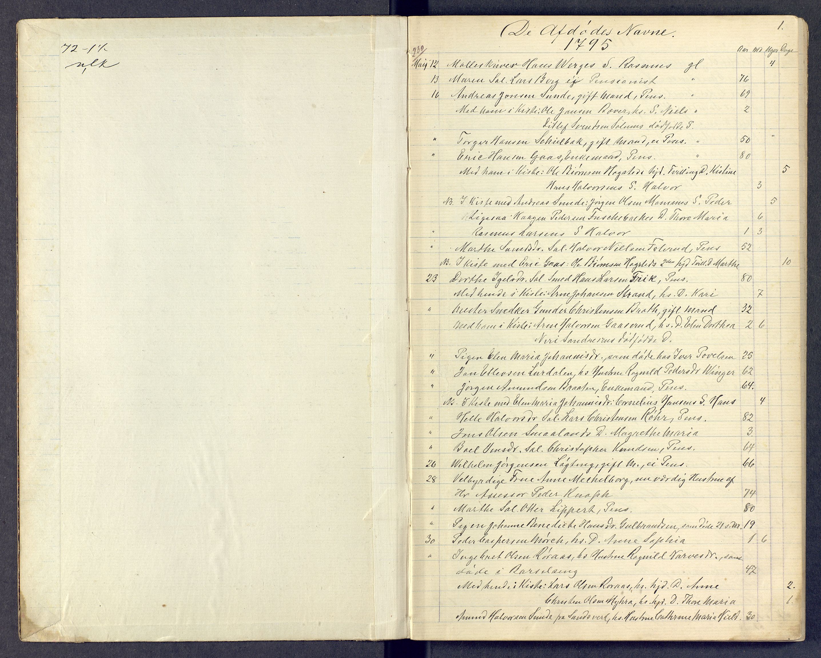 Kongsberg kirkebøker, SAKO/A-22/G/Ga/L0000d: Klokkerbok nr. 0d, 1795-1816, s. 0-1