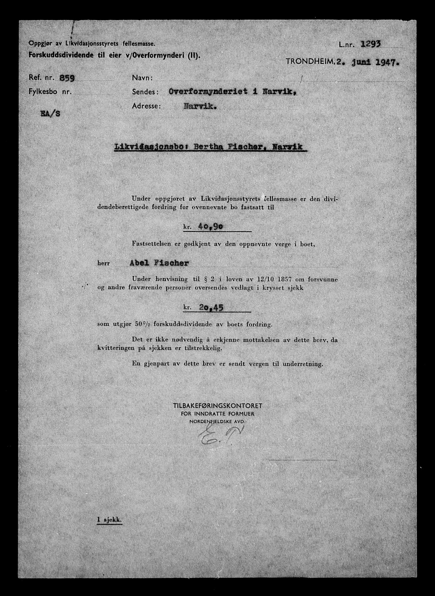 Justisdepartementet, Tilbakeføringskontoret for inndratte formuer, AV/RA-S-1564/H/Hc/Hcb/L0912: --, 1945-1947, s. 80