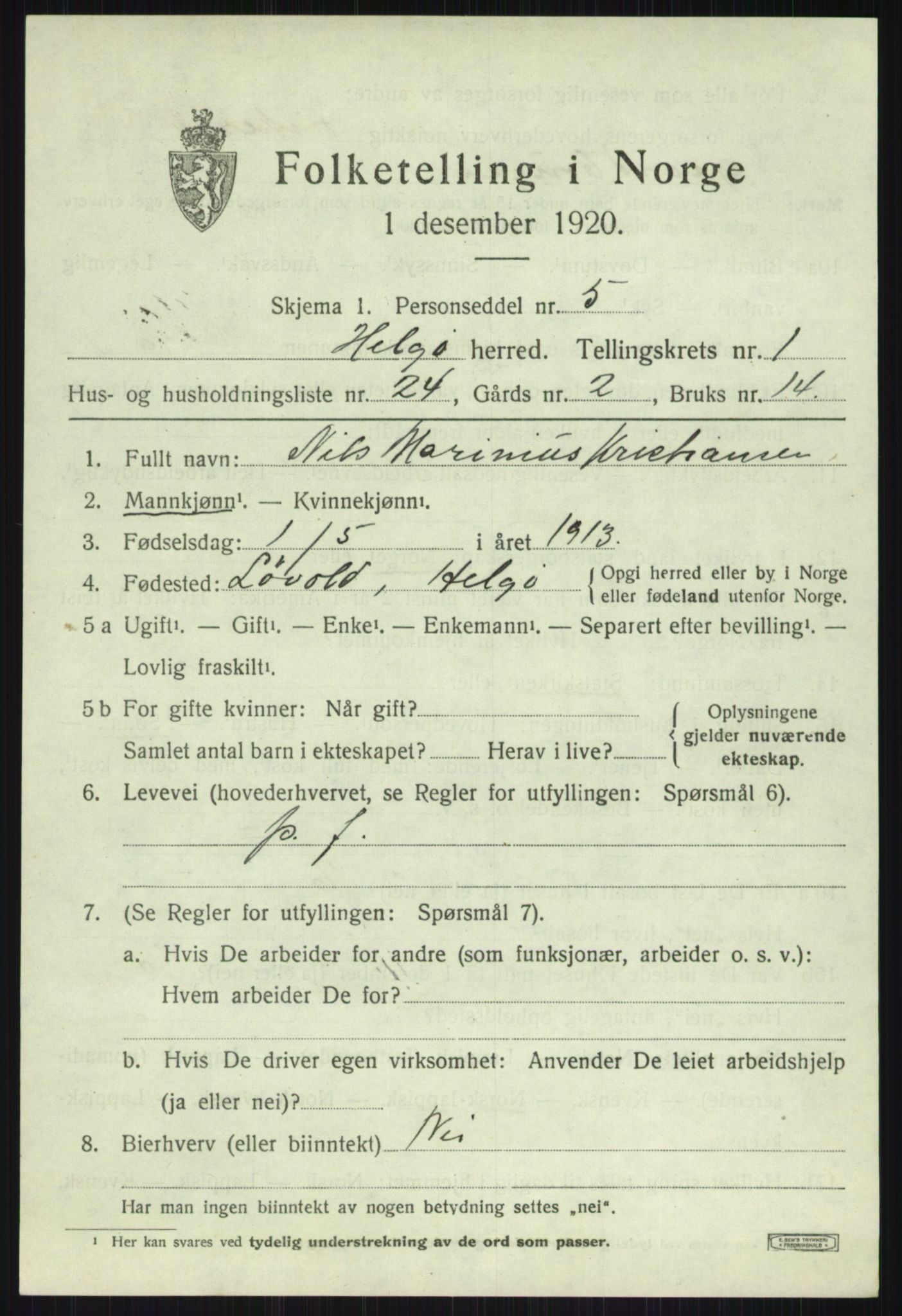 SATØ, Folketelling 1920 for 1935 Helgøy herred, 1920, s. 844