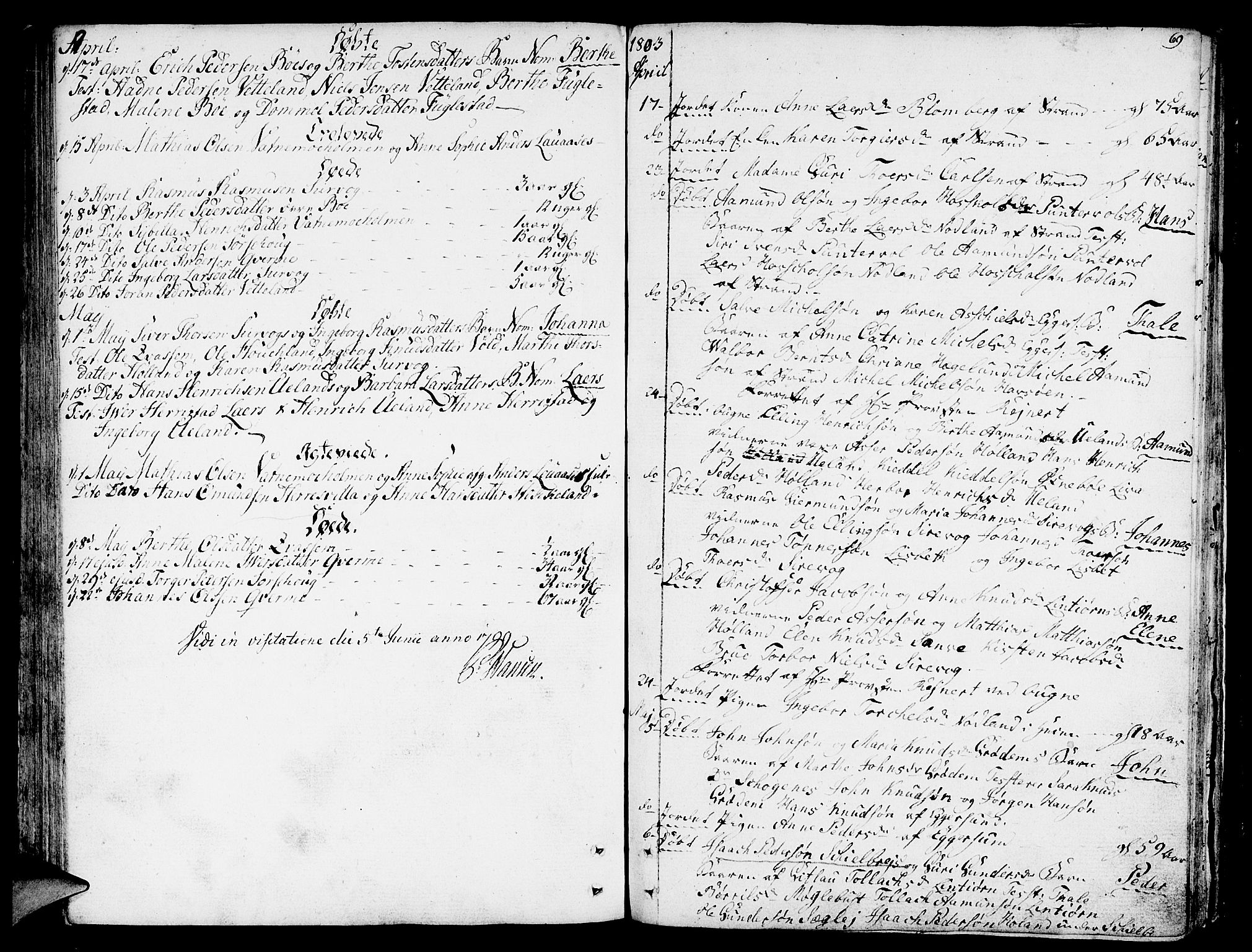 Eigersund sokneprestkontor, AV/SAST-A-101807/S08/L0005: Ministerialbok nr. A 5 /1, 1790-1808, s. 69