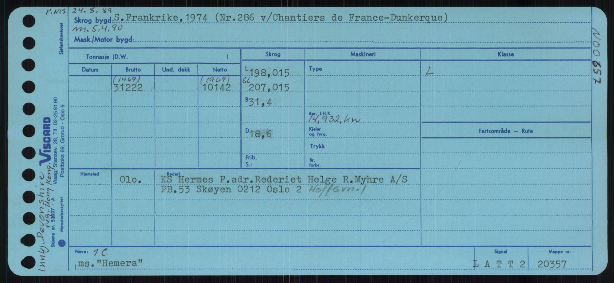 Sjøfartsdirektoratet med forløpere, Skipsmålingen, RA/S-1627/H/Ha/L0002/0002: Fartøy, Eik-Hill / Fartøy, G-Hill, s. 829