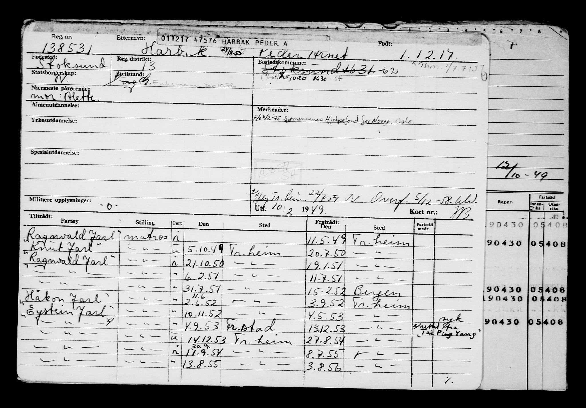 Direktoratet for sjømenn, AV/RA-S-3545/G/Gb/L0153: Hovedkort, 1917, s. 515