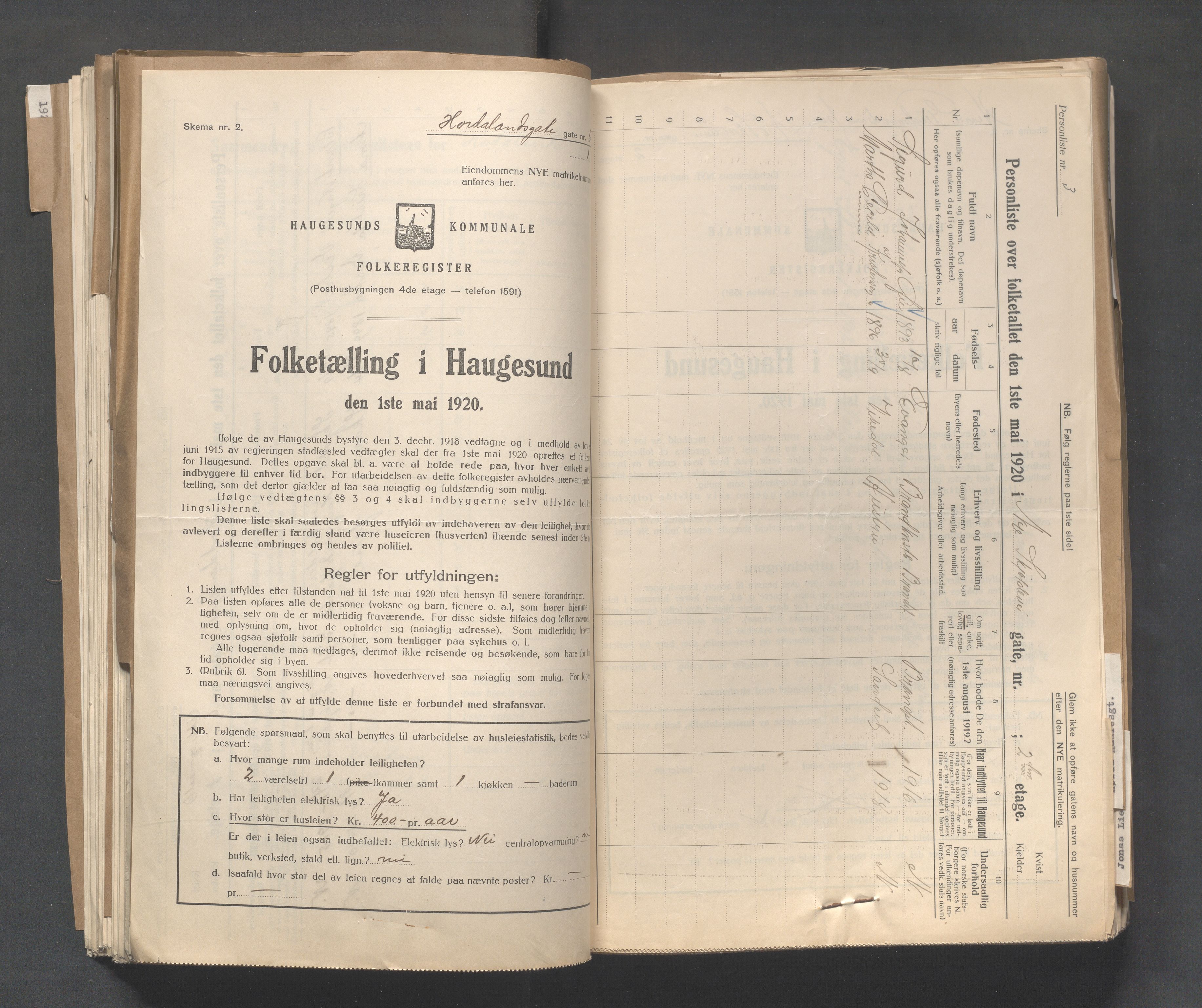 IKAR, Kommunal folketelling 1.5.1920 for Haugesund, 1920, s. 2182