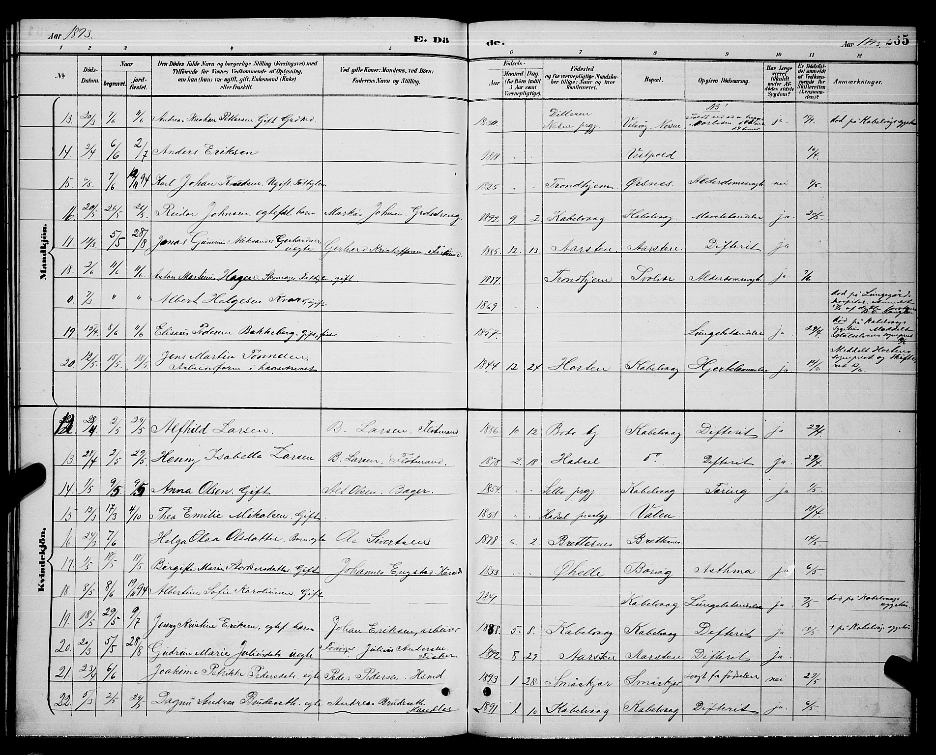 Ministerialprotokoller, klokkerbøker og fødselsregistre - Nordland, AV/SAT-A-1459/874/L1077: Klokkerbok nr. 874C06, 1891-1900, s. 265