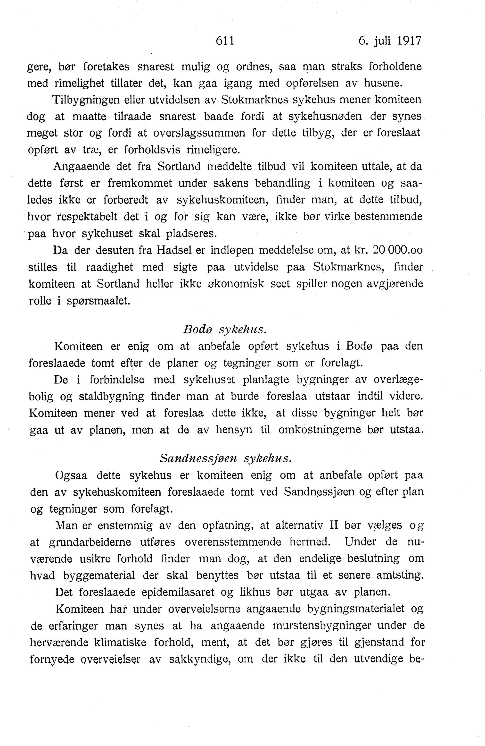 Nordland Fylkeskommune. Fylkestinget, AIN/NFK-17/176/A/Ac/L0040: Fylkestingsforhandlinger 1917, 1917