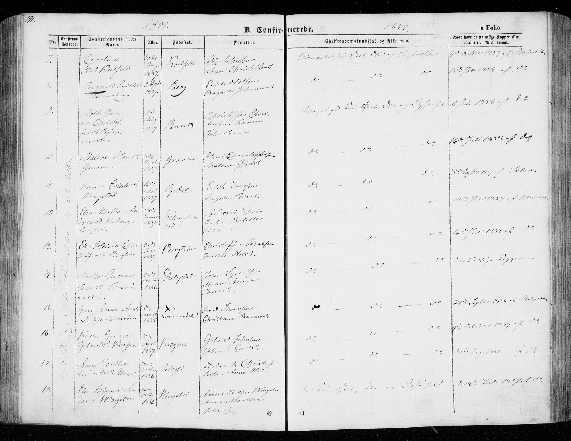 Ministerialprotokoller, klokkerbøker og fødselsregistre - Nord-Trøndelag, SAT/A-1458/701/L0007: Ministerialbok nr. 701A07 /1, 1842-1854, s. 191