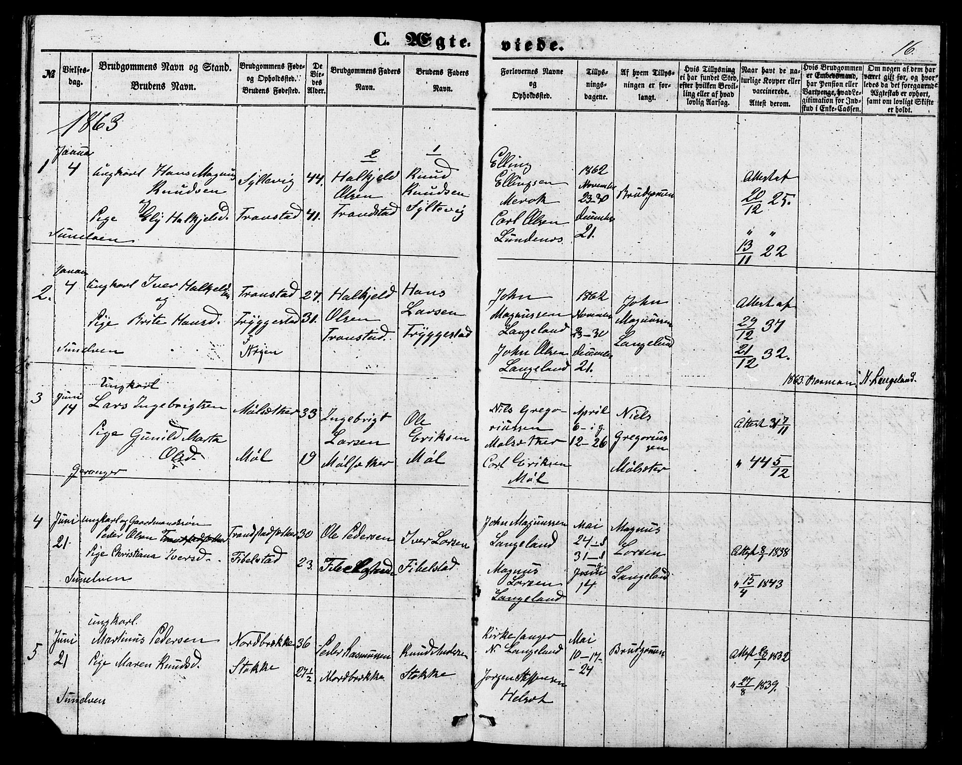 Ministerialprotokoller, klokkerbøker og fødselsregistre - Møre og Romsdal, AV/SAT-A-1454/517/L0224: Ministerialbok nr. 517A04, 1853-1880, s. 16