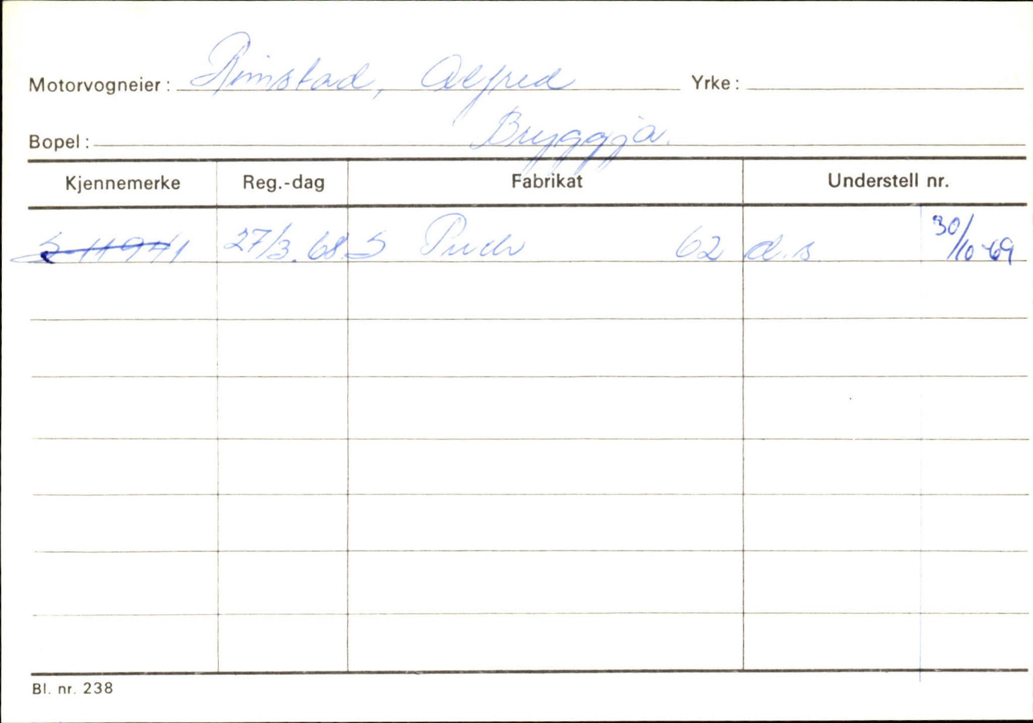 Statens vegvesen, Sogn og Fjordane vegkontor, SAB/A-5301/4/F/L0144: Registerkort Vågsøy A-R, 1945-1975, s. 2395