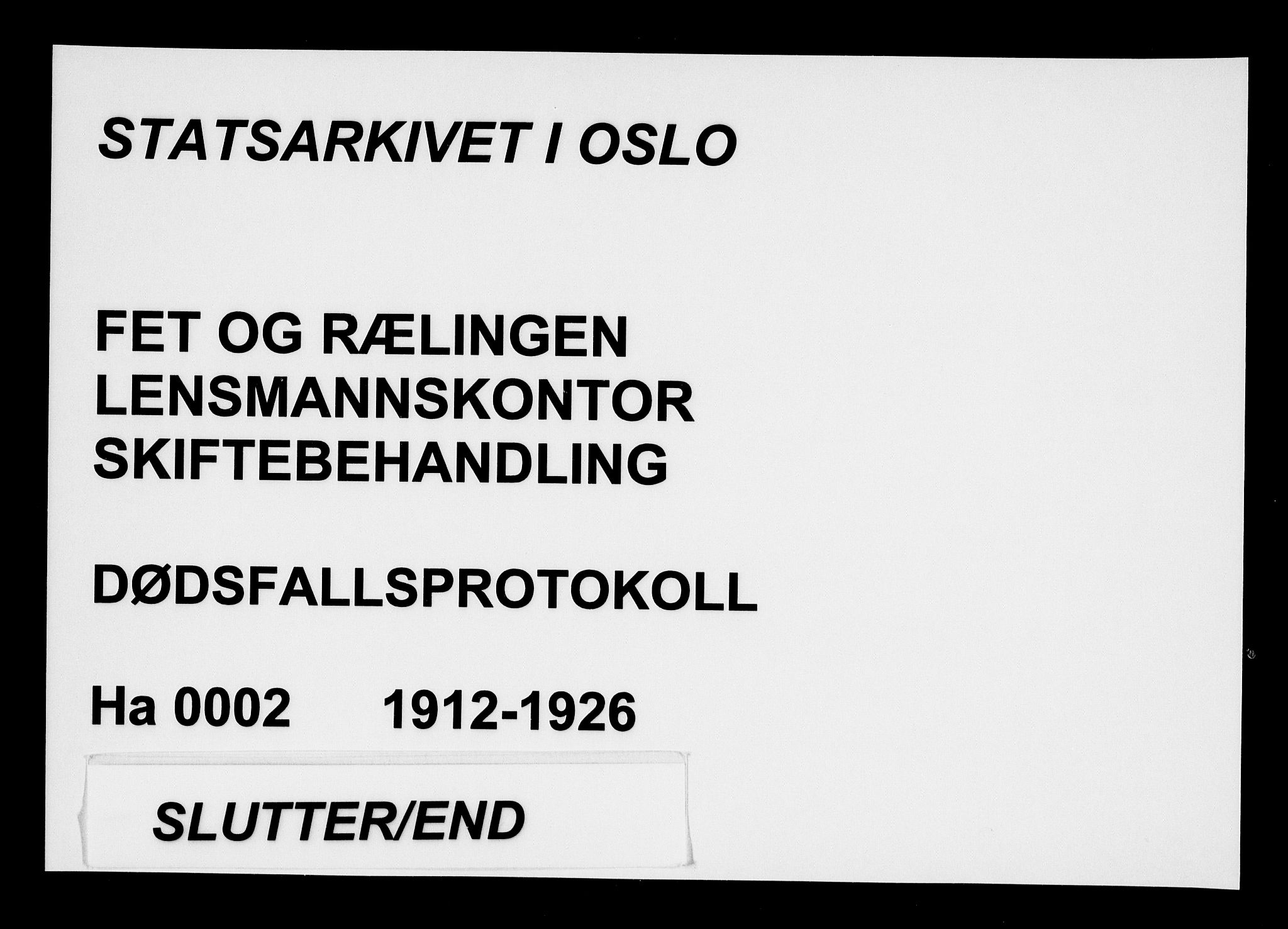 Fet og Rælingen lensmannskontor, AV/SAO-A-10769/H/Ha/L0002: Dødsfallsprotokoll, 1912-1926