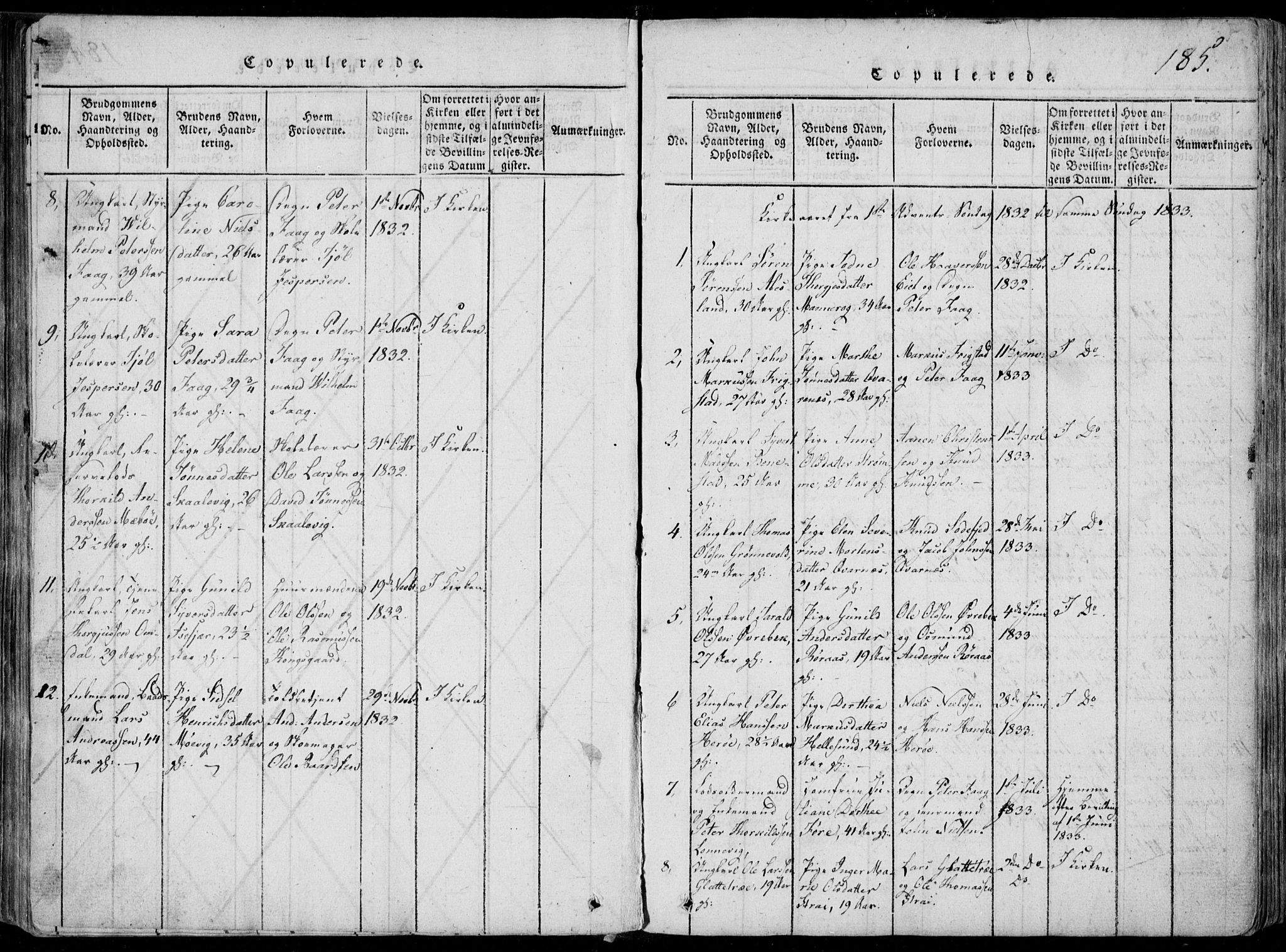 Oddernes sokneprestkontor, SAK/1111-0033/F/Fa/Faa/L0005: Ministerialbok nr. A 5, 1820-1838, s. 185