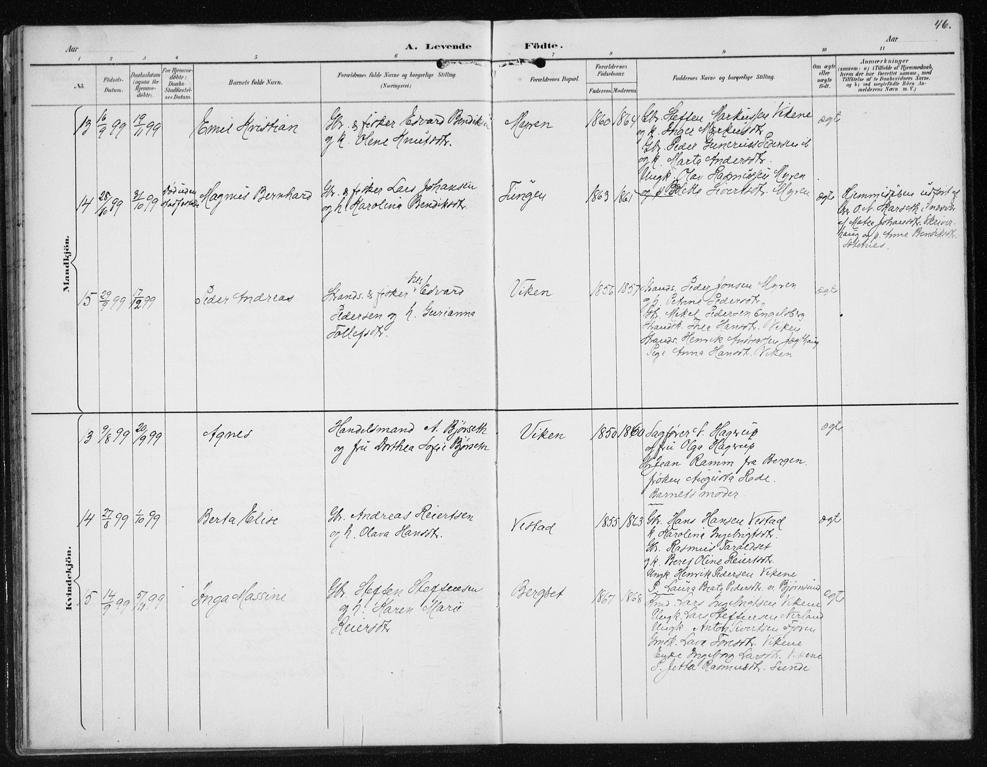 Ministerialprotokoller, klokkerbøker og fødselsregistre - Møre og Romsdal, AV/SAT-A-1454/566/L0773: Klokkerbok nr. 566C02, 1892-1909, s. 46