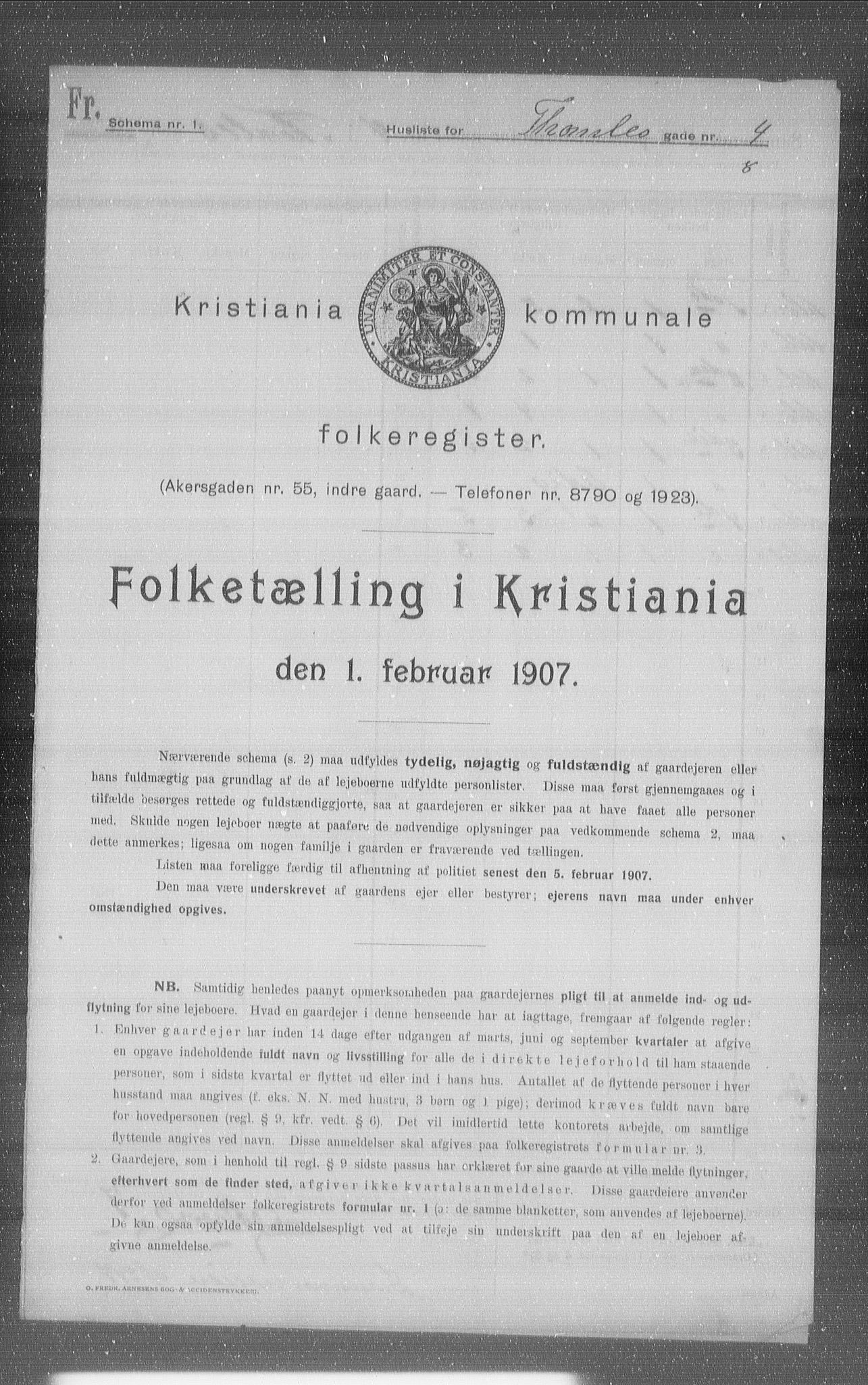 OBA, Kommunal folketelling 1.2.1907 for Kristiania kjøpstad, 1907, s. 55537