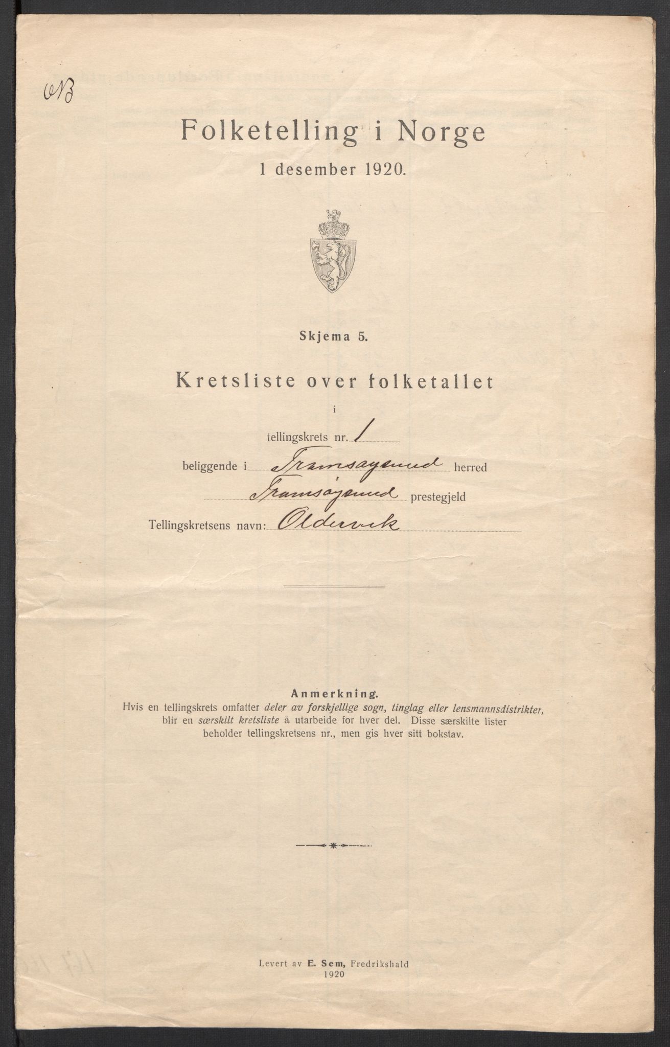 SATØ, Folketelling 1920 for 1934 Tromsøysund herred, 1920, s. 7