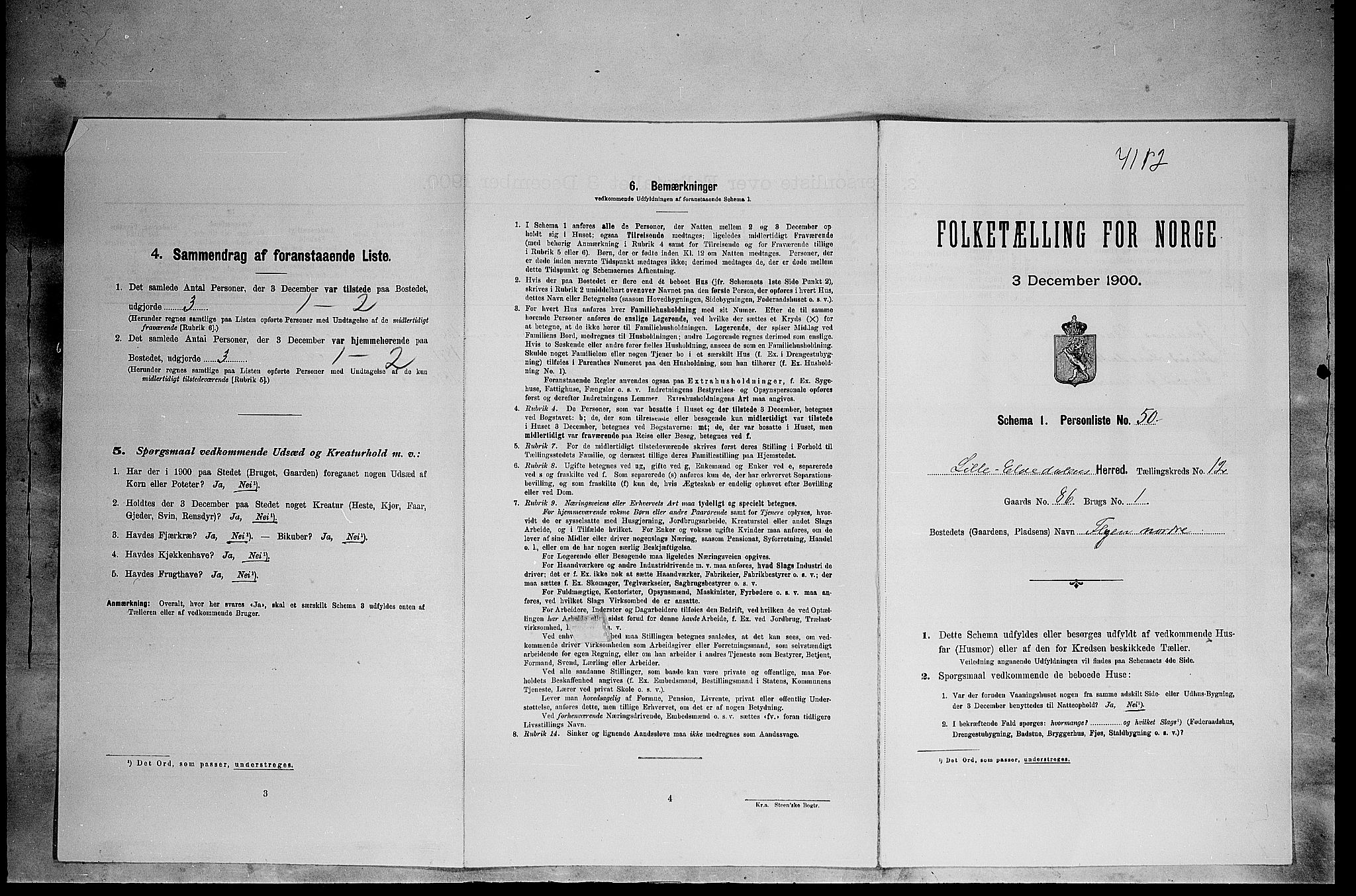 SAH, Folketelling 1900 for 0438 Lille Elvedalen herred, 1900, s. 942