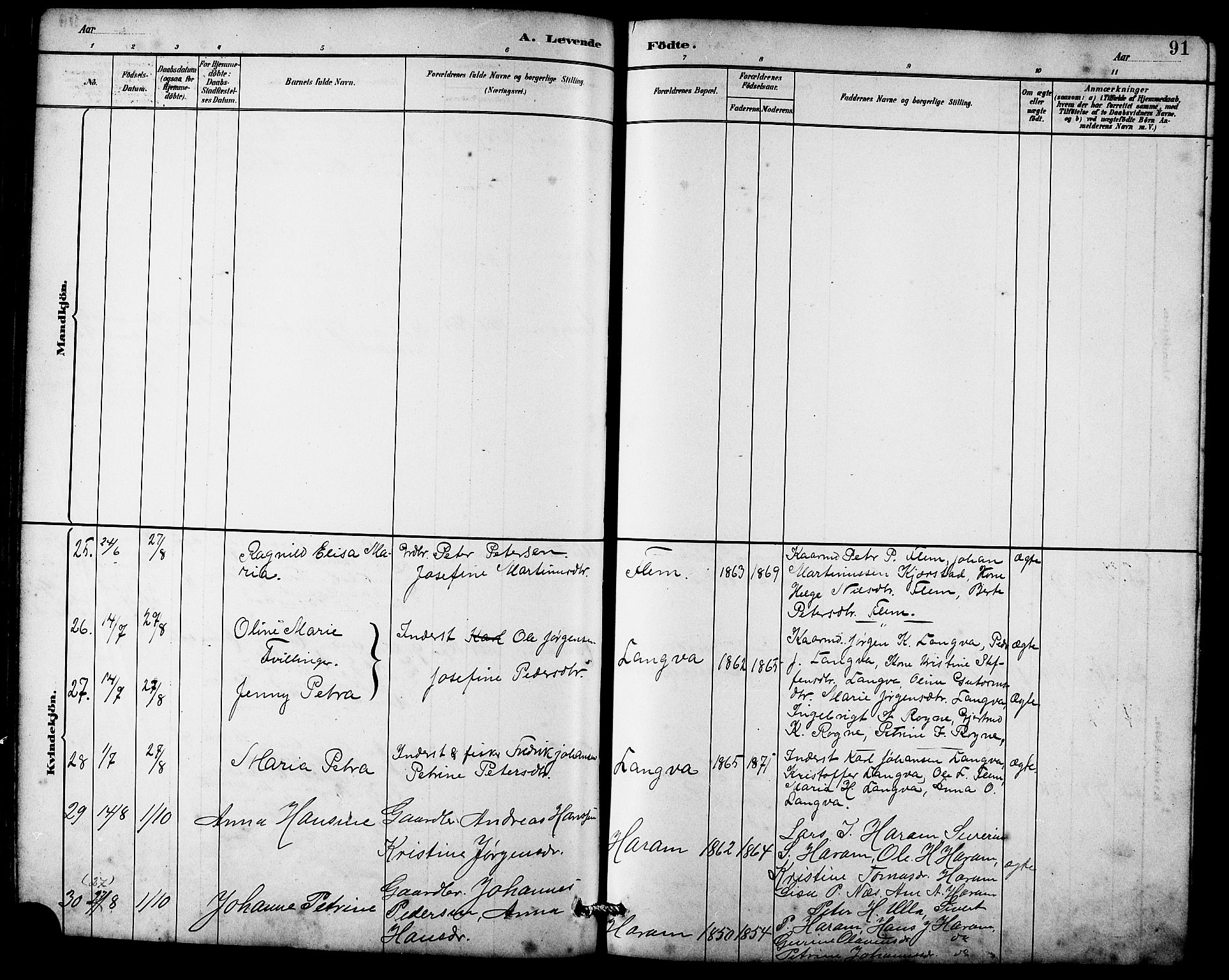 Ministerialprotokoller, klokkerbøker og fødselsregistre - Møre og Romsdal, AV/SAT-A-1454/536/L0510: Klokkerbok nr. 536C05, 1881-1898, s. 91