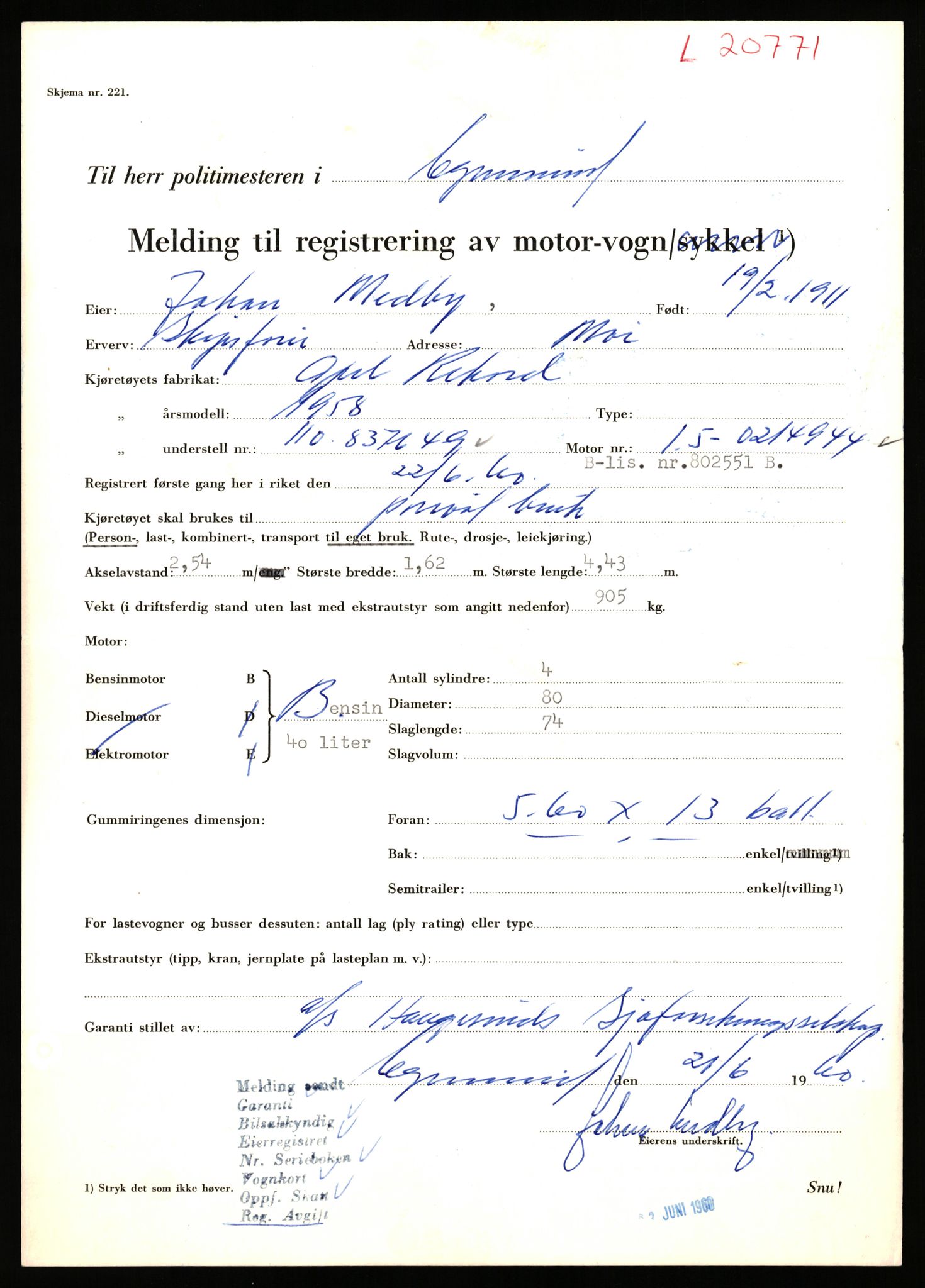 Stavanger trafikkstasjon, AV/SAST-A-101942/0/F/L0037: L-20500 - L-21499, 1930-1971, s. 947