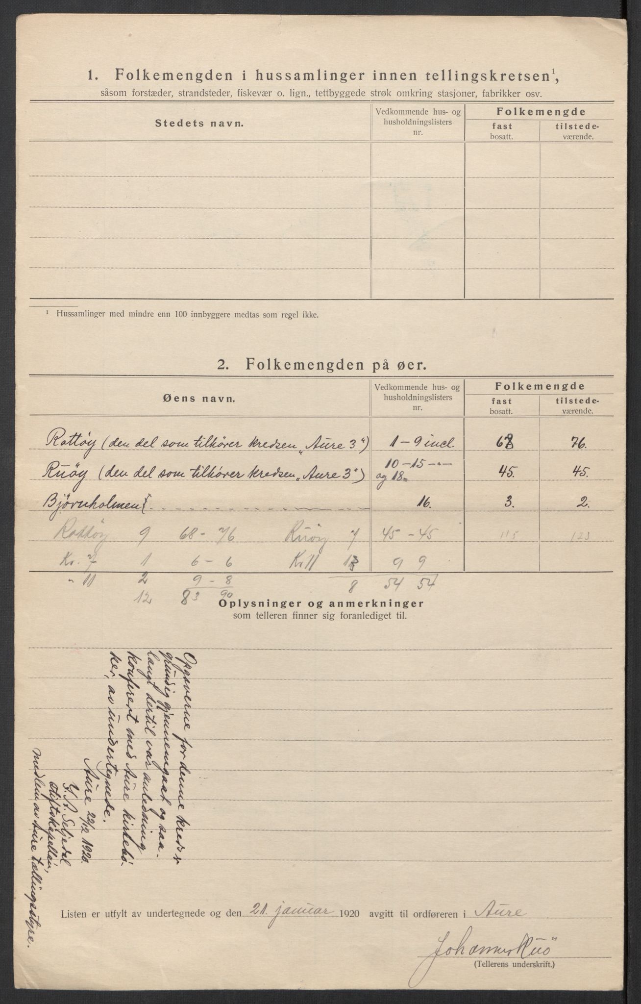 SAT, Folketelling 1920 for 1569 Aure herred, 1920, s. 16