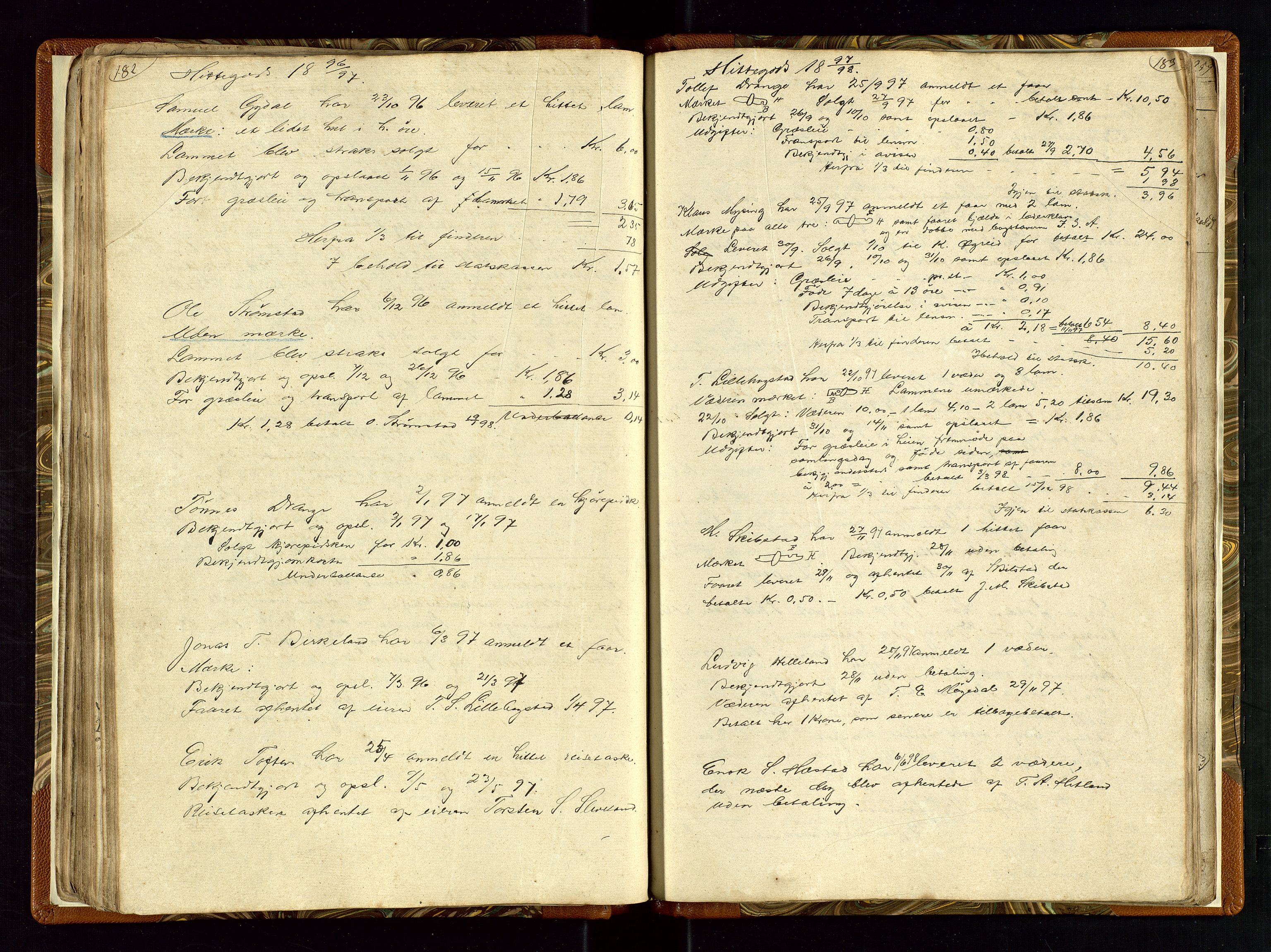 Helleland lensmannskontor, AV/SAST-A-100209/Ya/L0003: Diverseprotokoll, 1842-1960, s. 182-183
