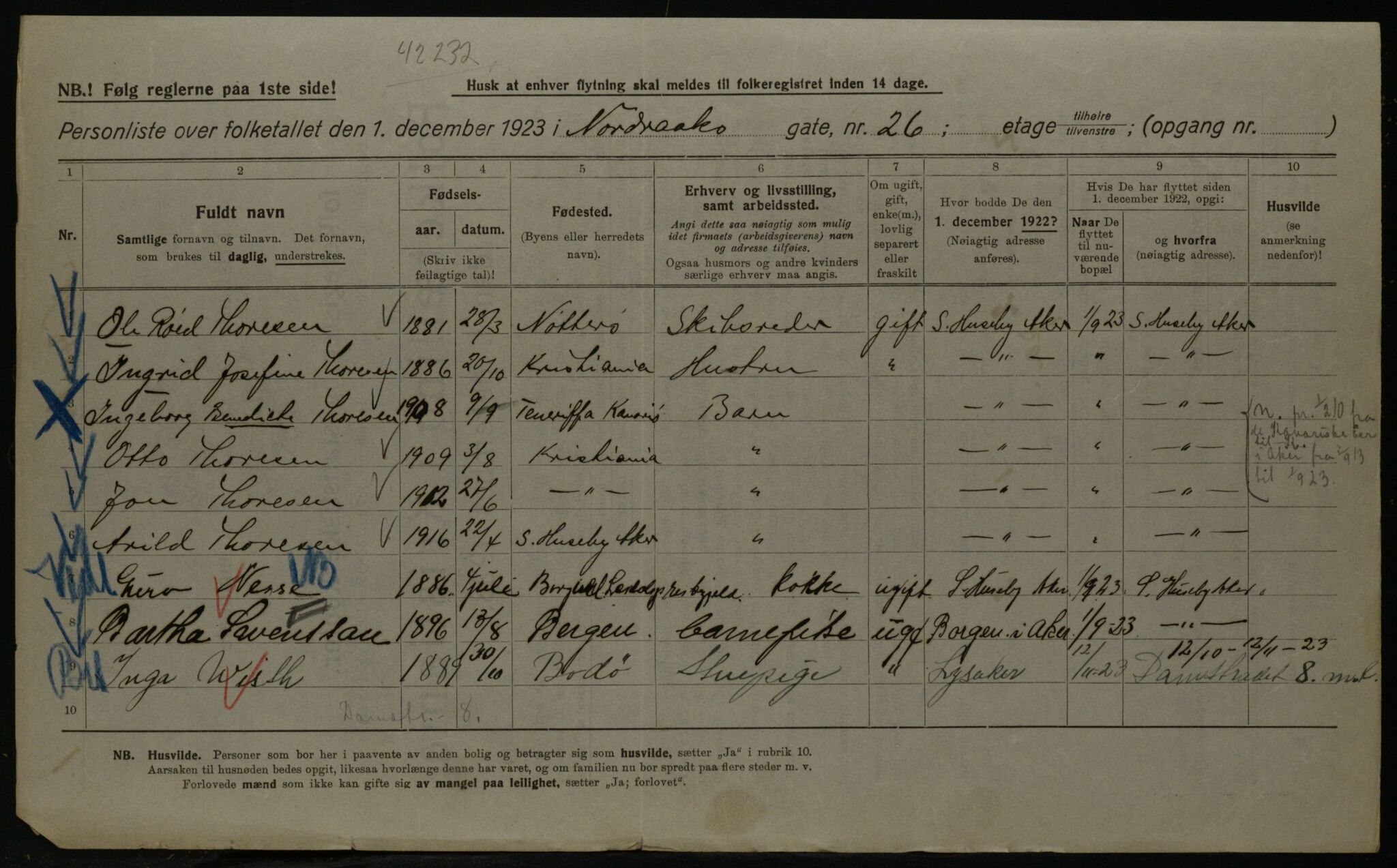 OBA, Kommunal folketelling 1.12.1923 for Kristiania, 1923, s. 80706