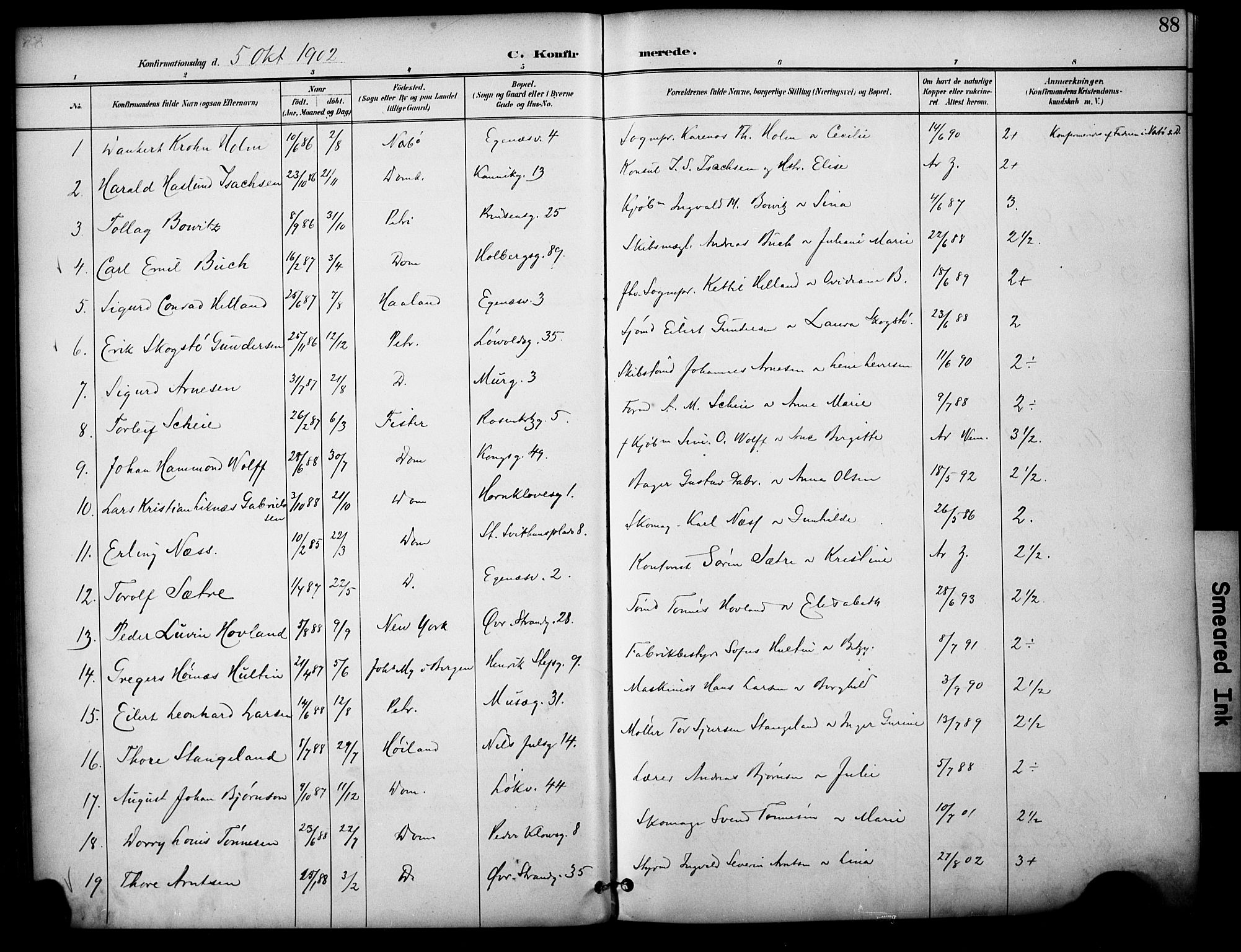 Domkirken sokneprestkontor, AV/SAST-A-101812/001/30/30BA/L0031: Ministerialbok nr. A 30, 1896-1916, s. 88