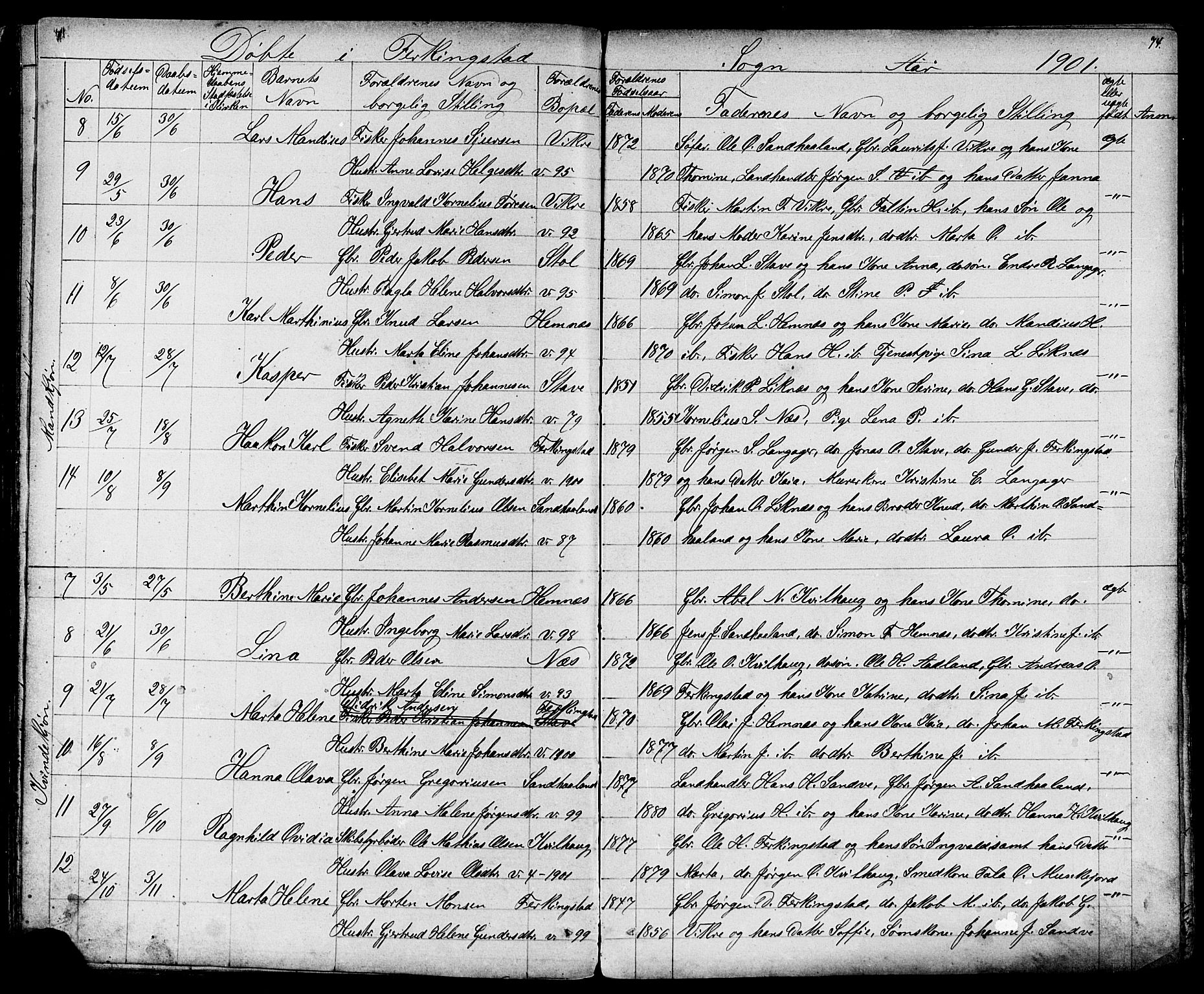 Skudenes sokneprestkontor, AV/SAST-A -101849/H/Ha/Hab/L0006: Klokkerbok nr. B 6, 1874-1908, s. 74