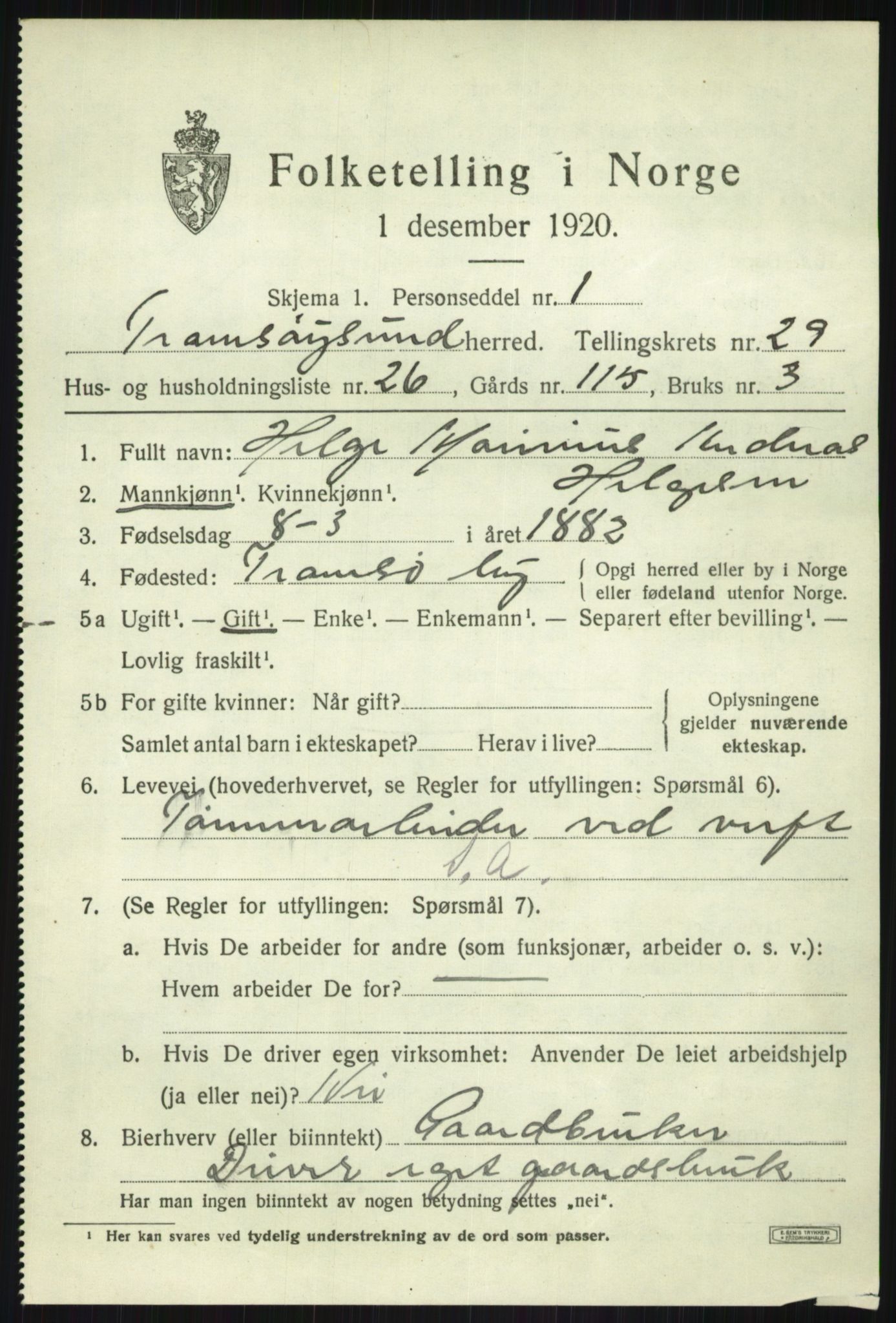 SATØ, Folketelling 1920 for 1934 Tromsøysund herred, 1920, s. 13658
