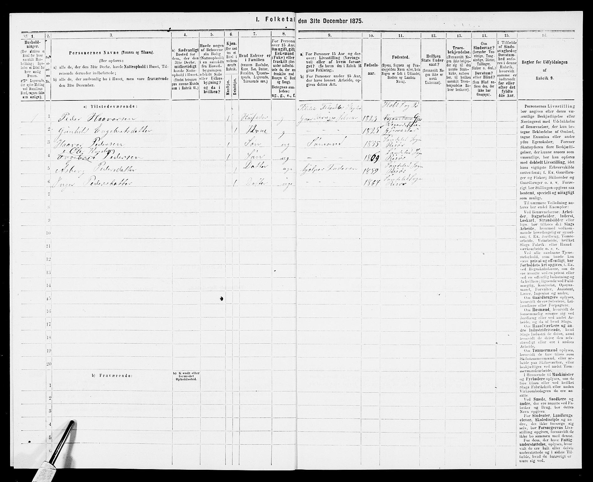 SAK, Folketelling 1875 for 0913L Risør prestegjeld, Søndeled sokn, 1875, s. 790