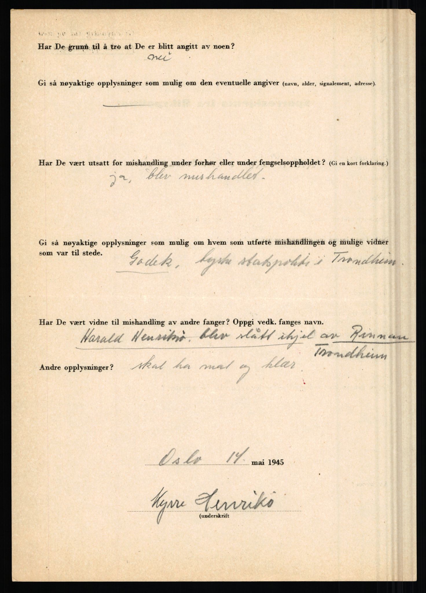 Rikspolitisjefen, AV/RA-S-1560/L/L0007: Heen, Erik C. - Iversen, Trygve, 1940-1945, s. 114