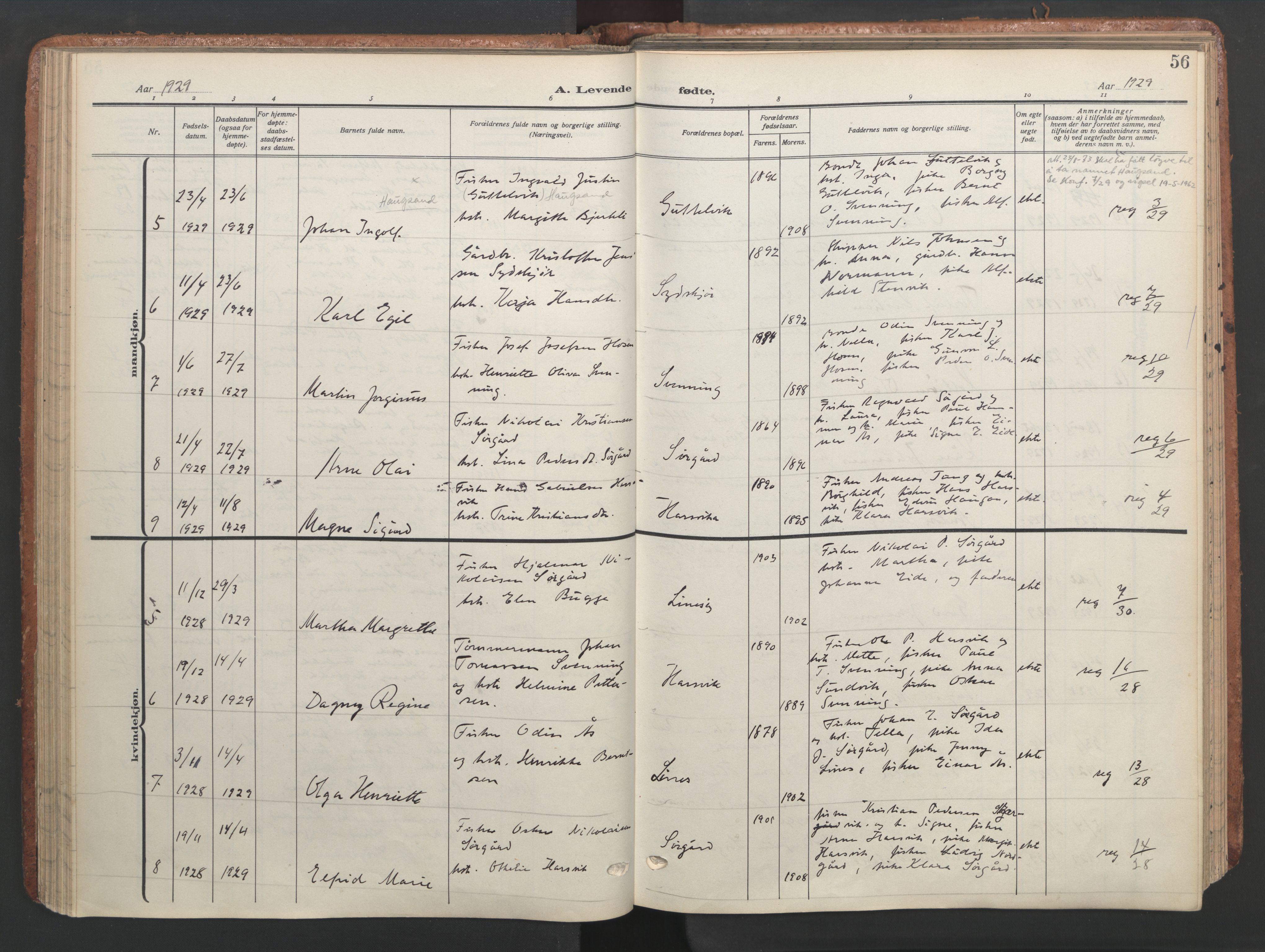 Ministerialprotokoller, klokkerbøker og fødselsregistre - Sør-Trøndelag, SAT/A-1456/656/L0694: Ministerialbok nr. 656A03, 1914-1931, s. 56