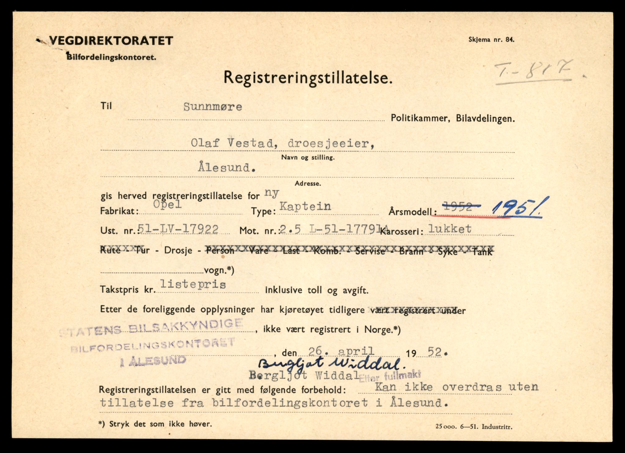 Møre og Romsdal vegkontor - Ålesund trafikkstasjon, AV/SAT-A-4099/F/Fe/L0045: Registreringskort for kjøretøy T 14320 - T 14444, 1927-1998, s. 831