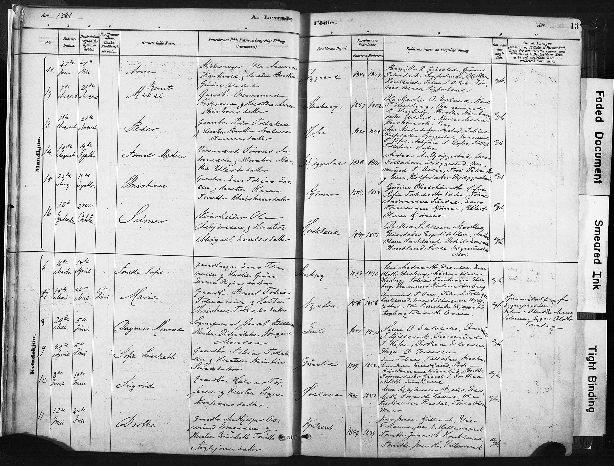 Lund sokneprestkontor, AV/SAST-A-101809/S06/L0011: Ministerialbok nr. A 10, 1877-1904, s. 13