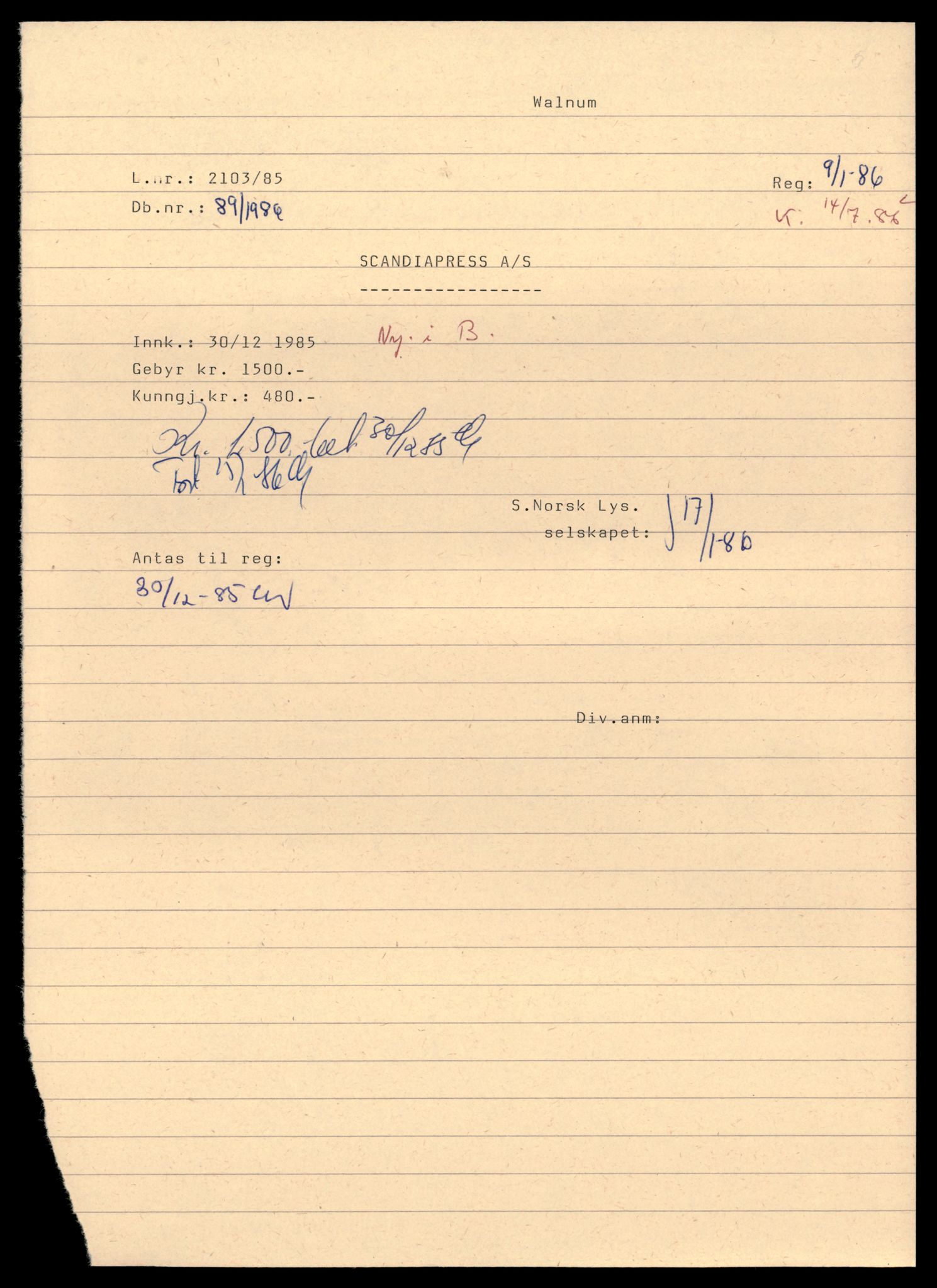 Asker og Bærum tingrett, AV/SAT-A-10379/K/Kb/Kbb/L0137: Aksjeselskap og andelslag i Bærum, Scand - Scant, 1944-1989, s. 1