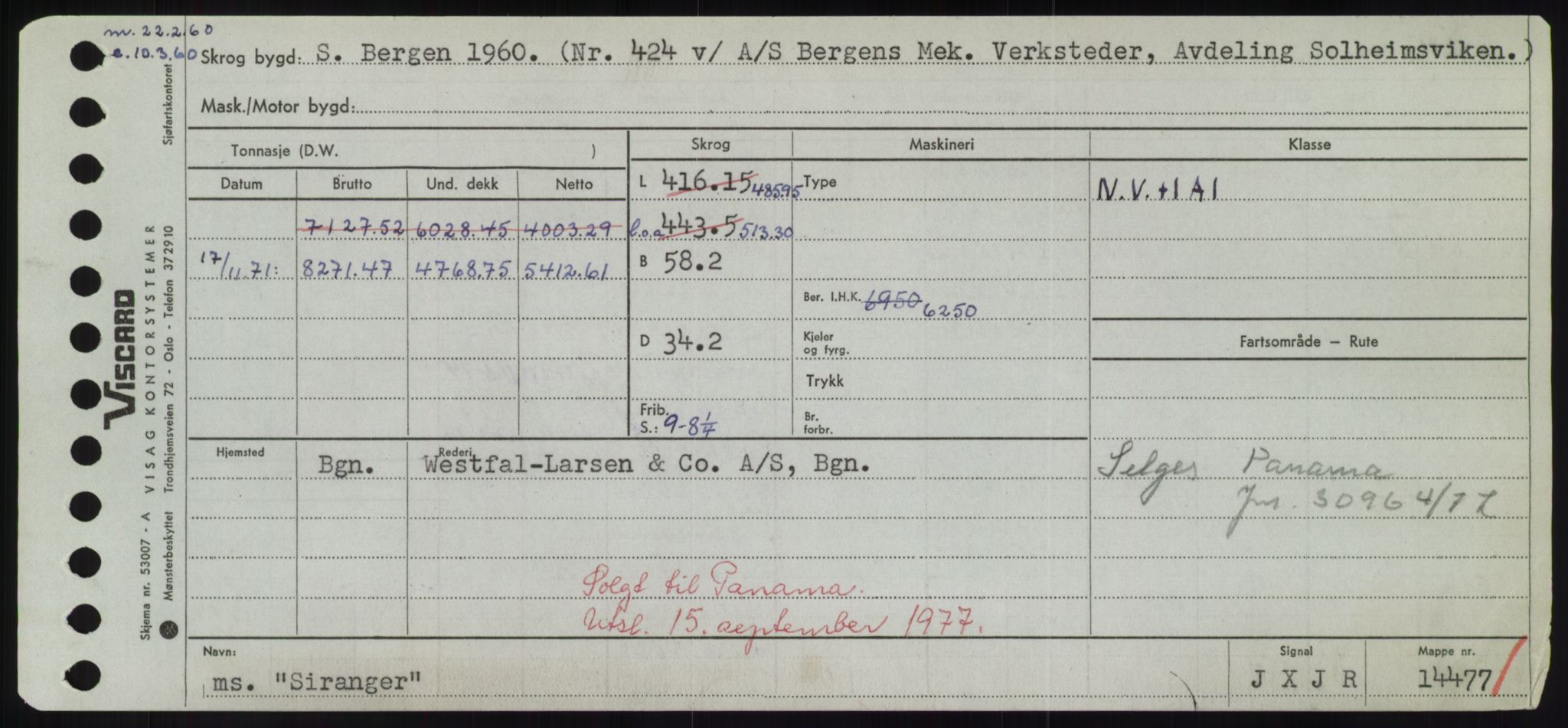 Sjøfartsdirektoratet med forløpere, Skipsmålingen, RA/S-1627/H/Hd/L0033: Fartøy, Sevi-Sjø, s. 241